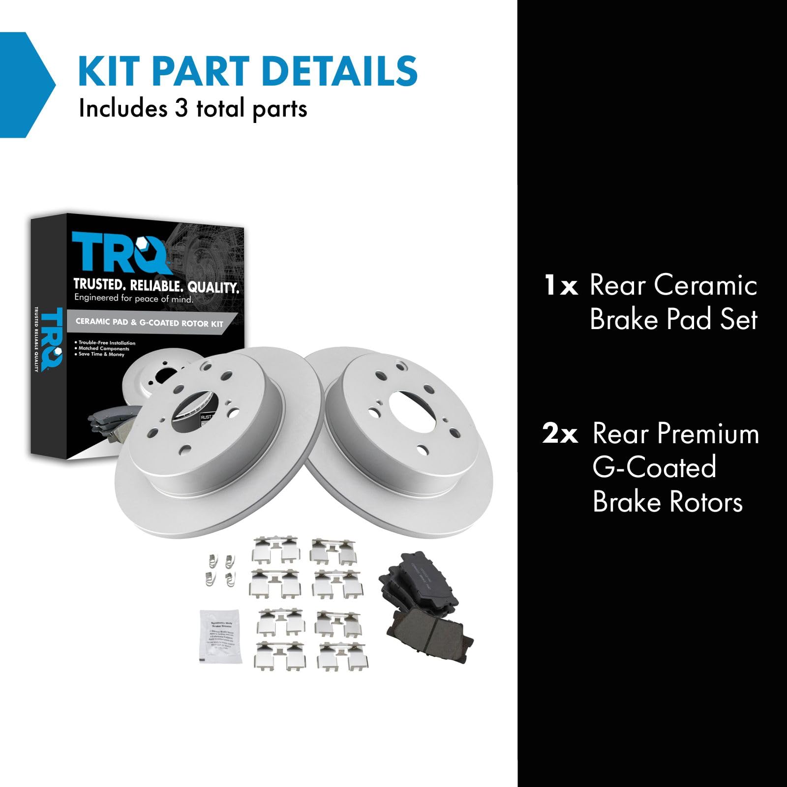 Trq Rear Brake Pad & Rotor Kit Brake Pads Brake Rotor Ceramic Solid Premium G-Coated Compatible With 2010-2012 Lexus Hs250H 2006