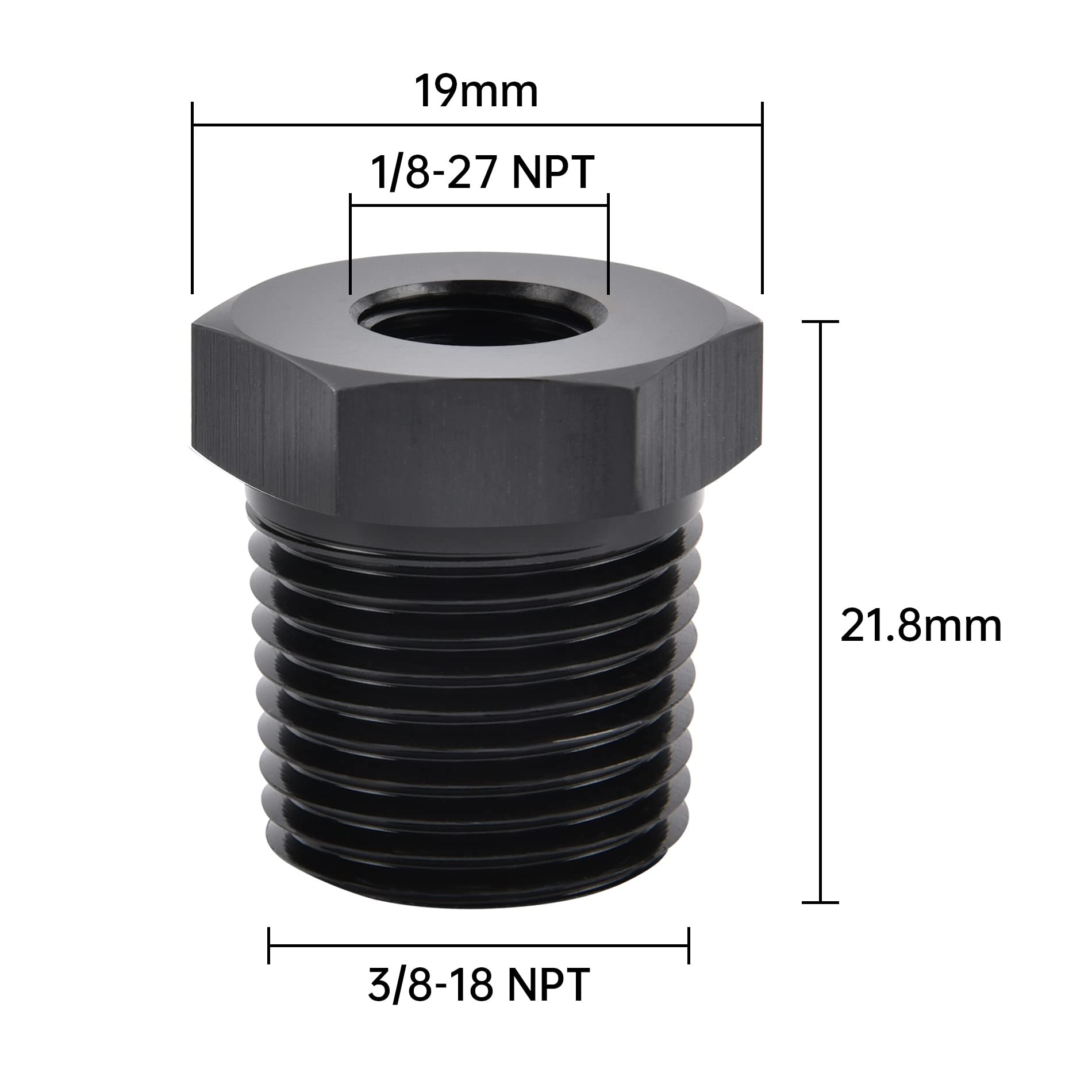 Evil Energy 3/8' Npt Male To 1/8' Npt Female Reducer Bushing Fitting Adapter Hex Aluminum Black