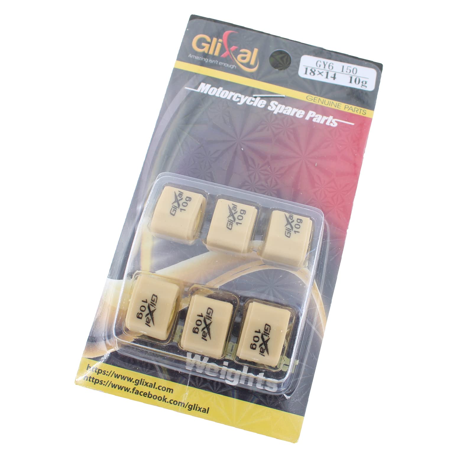 Glixal 18X14Mm High Performance Polygon Variator Sliders, Racing Sliding Roller Weights 152Qmi 157Qmj Gy6 125Cc 150Cc Scooter Mo