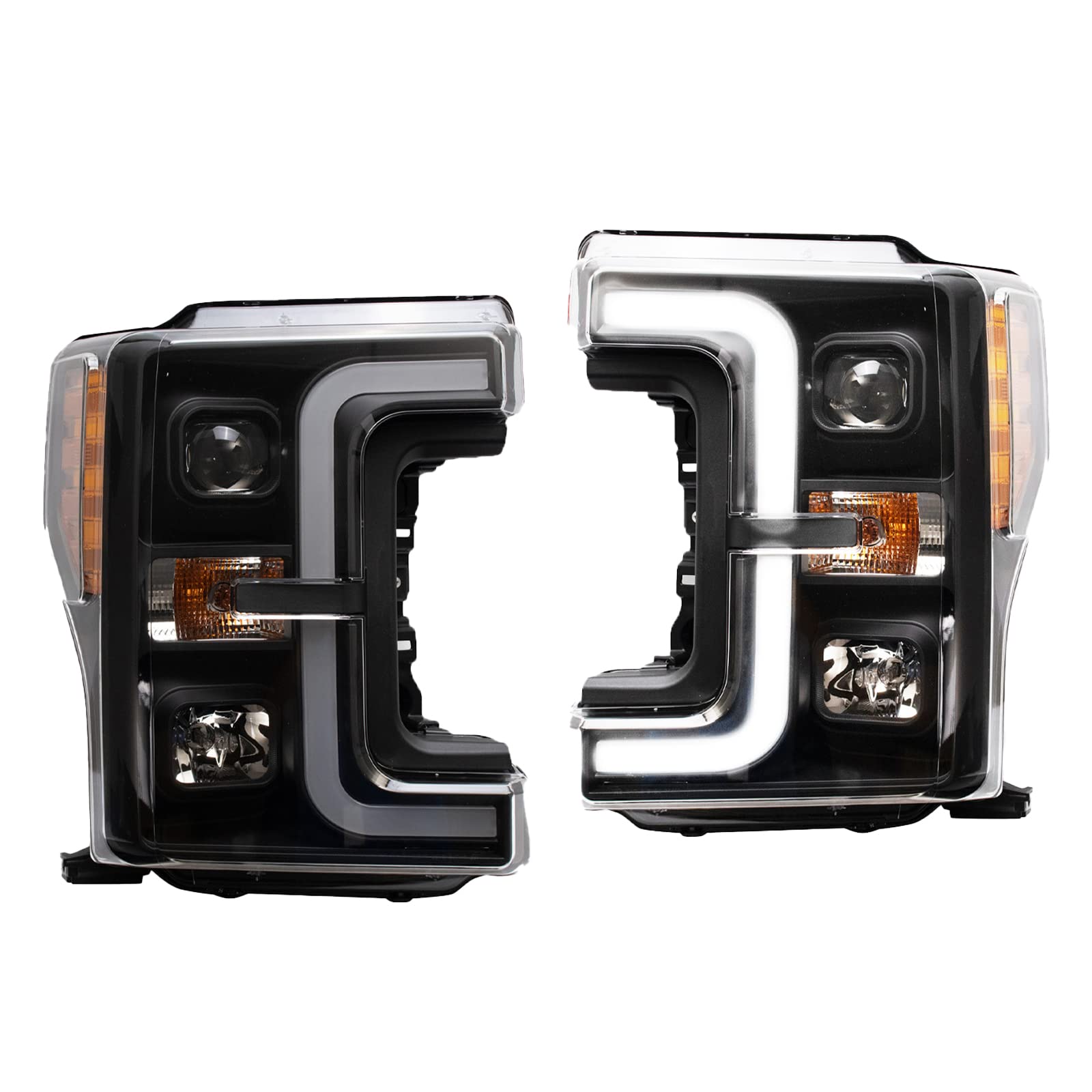 Trq Headlight Assembly Set Headlights Driver & Passenger Side Halogen Compatible With 2017-2019 Ford F-250 Super Duty F-350 Supe