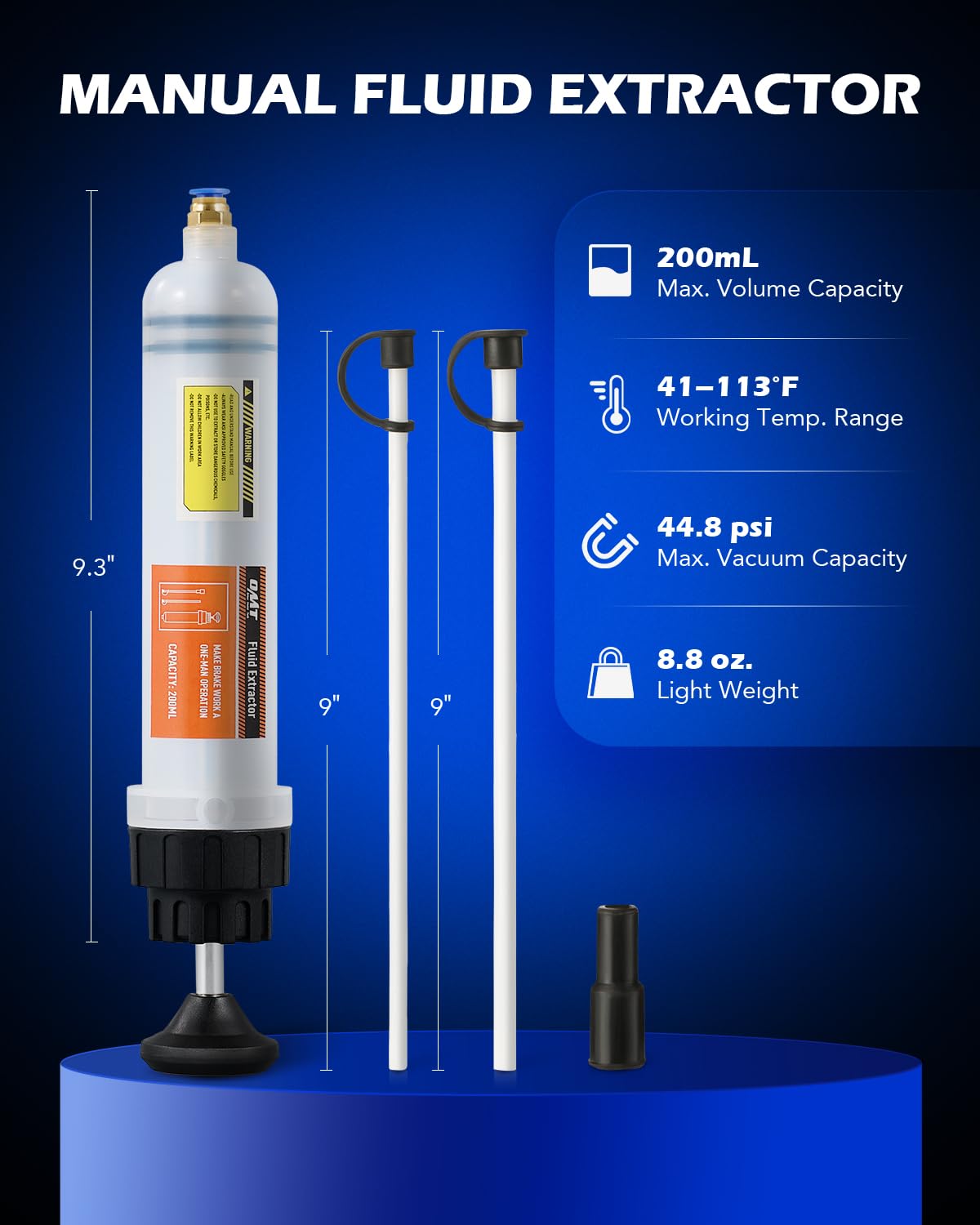 Omt 200Ml Manual Fluid Extractor And Filler, Syringe Style Pump For Power Steering Transmission Gear Oil & Brake Fluid Changes,