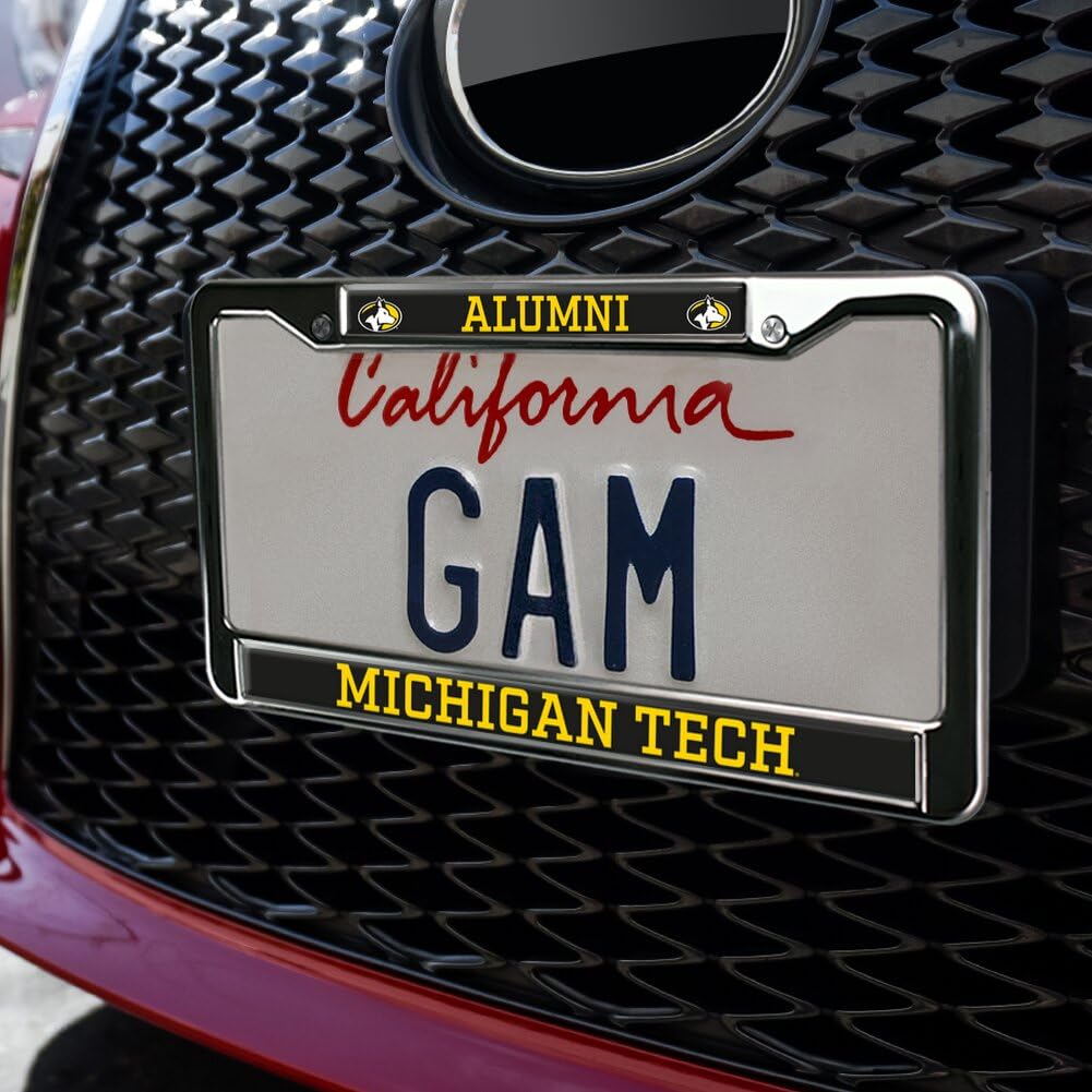 GRAPHICS & MORE Michigan Tech Alumni Full Size Metal License Plate Frame - Michigan Tech Huskies Color