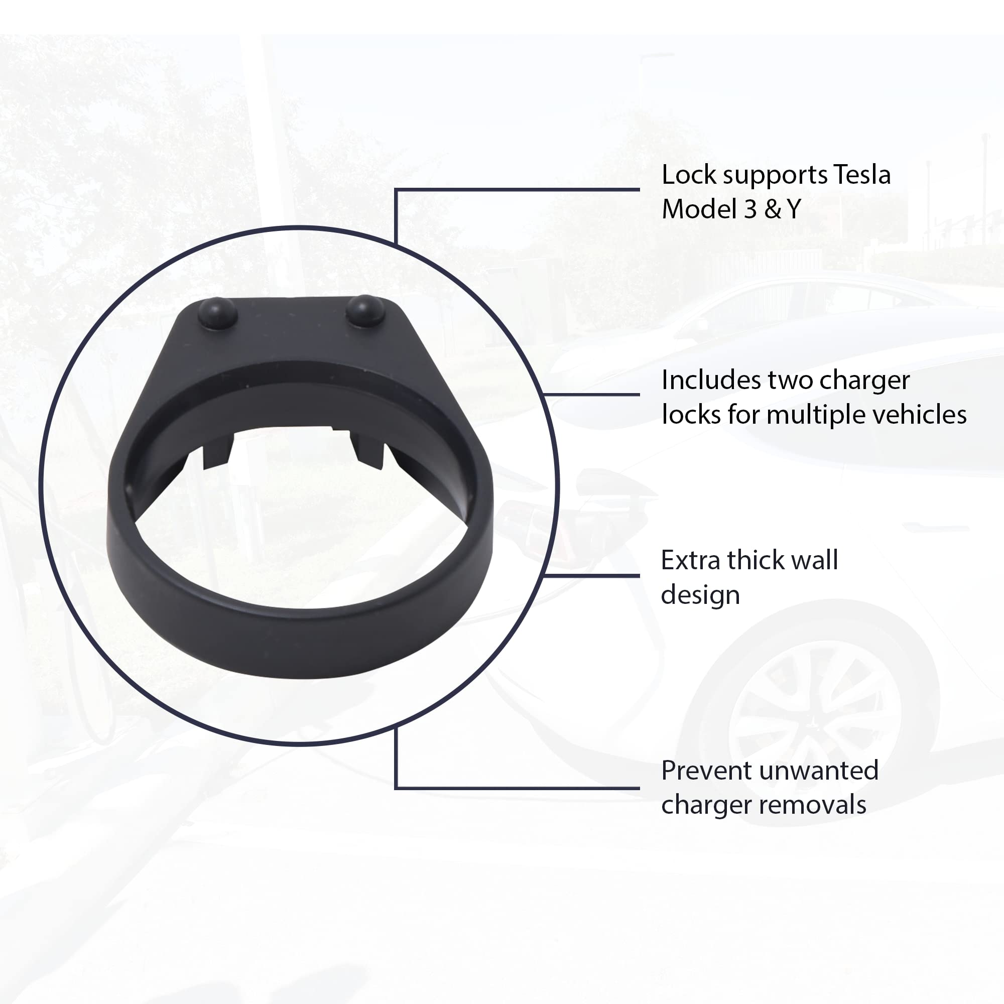 Melblu Tesla Charger Lock For J1772 Adapter, Compatible With All Tesla Model 3/Y, S(2022+), X(2023+) For Tesla To J1772 Lock, Co