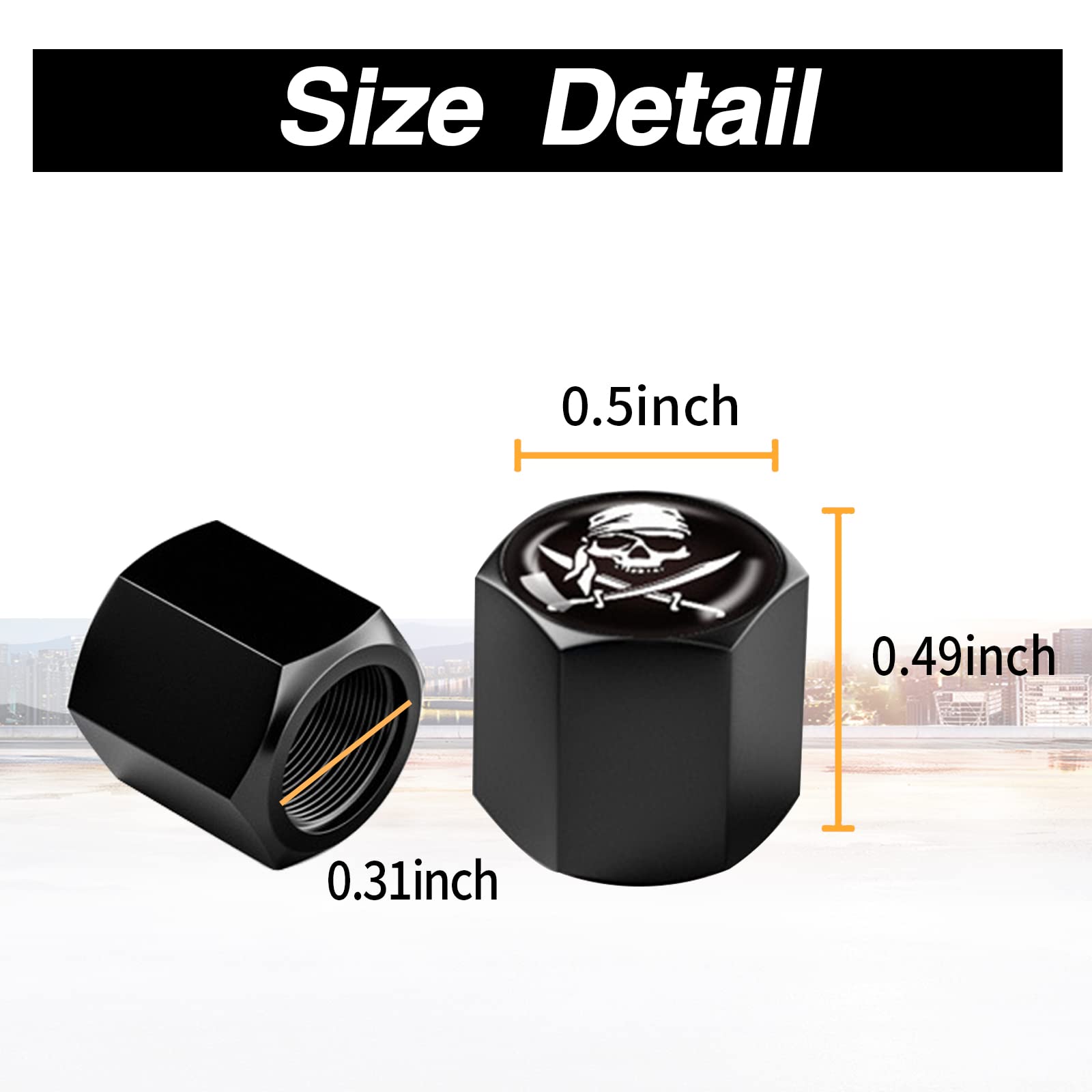 Ajxn 4 Pack Skull Car Wheel Tire Valve Stem Caps Airtight Dust Proof Covers Universal Tire Air Valve Caps For Cars, Trucks, Bicycles, Car Accessories For Men And Women (White Scarf Skull #29)