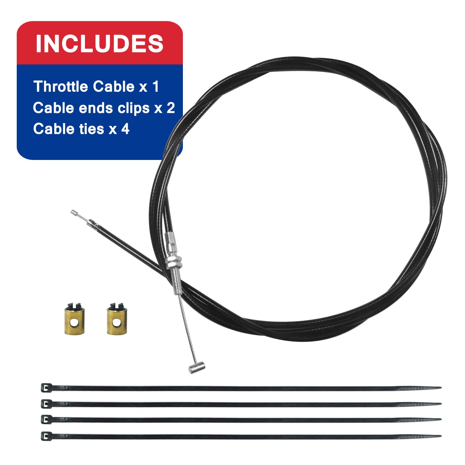 HOOUP 75'' 1900mm Straight Throttle Cable for 90cc 110cc 125cc Kandi GKA GKA2 Go Kart Black Widow Go Cart Yerf Dog Mini Bike Gas