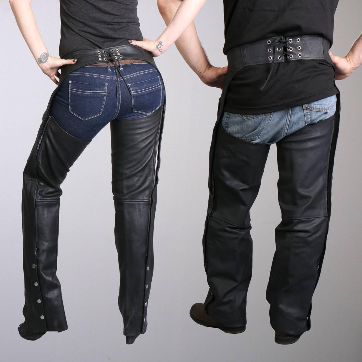 Hot Leathers Fully Lined Leather Chaps (Black, Large)