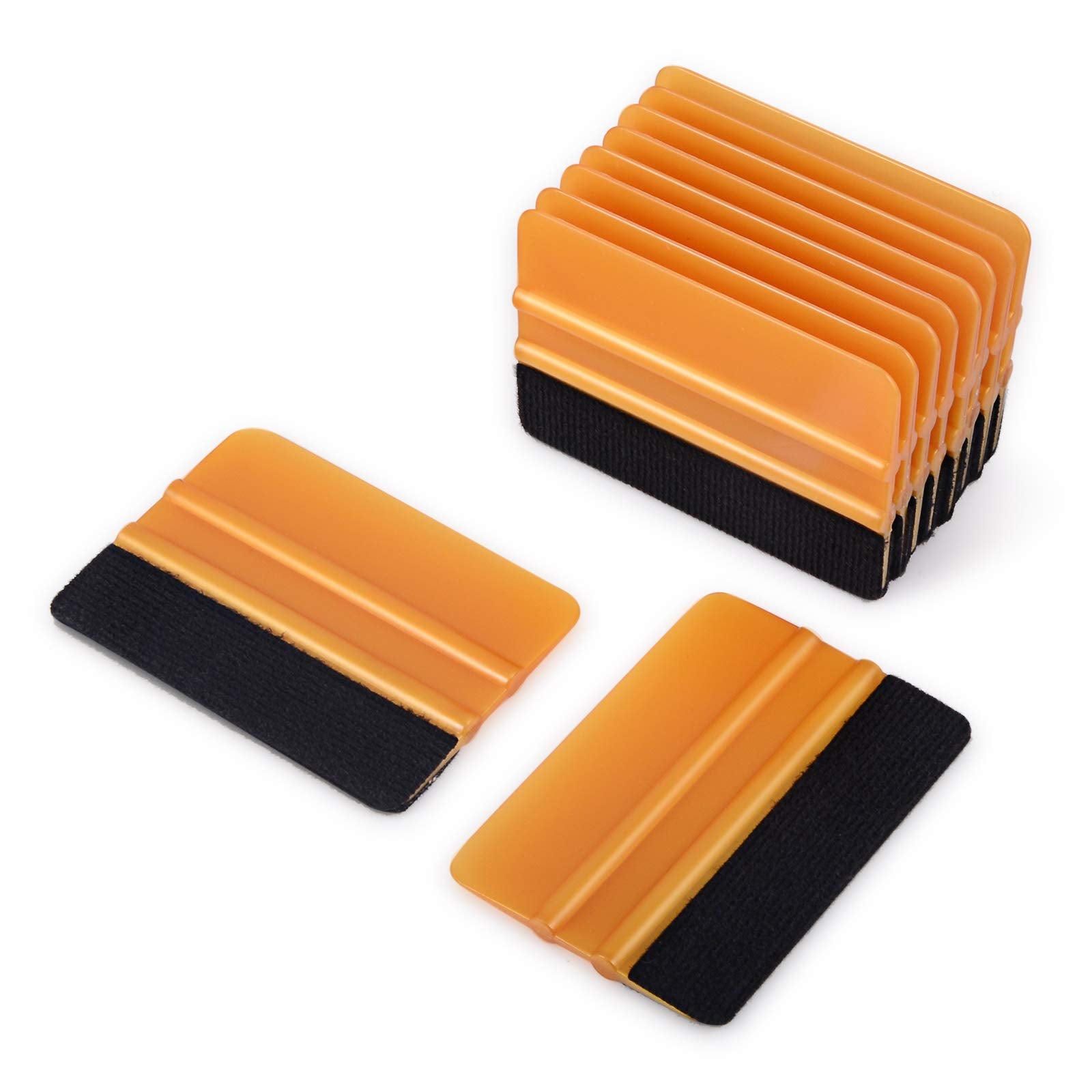 Ehdis 10Pcs Vinyl Squeegee Felt Edge Squeegee 4 Inch Car Vinyl Scraper Decal Applicator Window Tint Tool With Black Fabric Felt Edge Wallpaper Smoothing Tools -Gold
