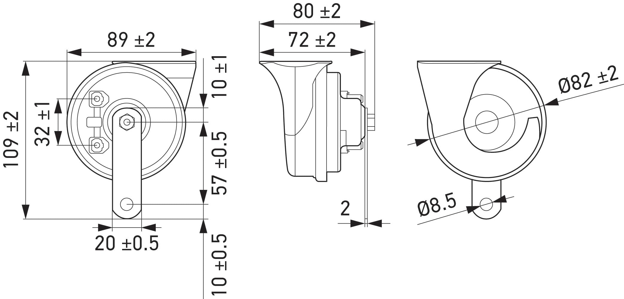 Hella 007424801 Twin Trumpet High/Low Tone 12V Horn Kit With Bracket, Red