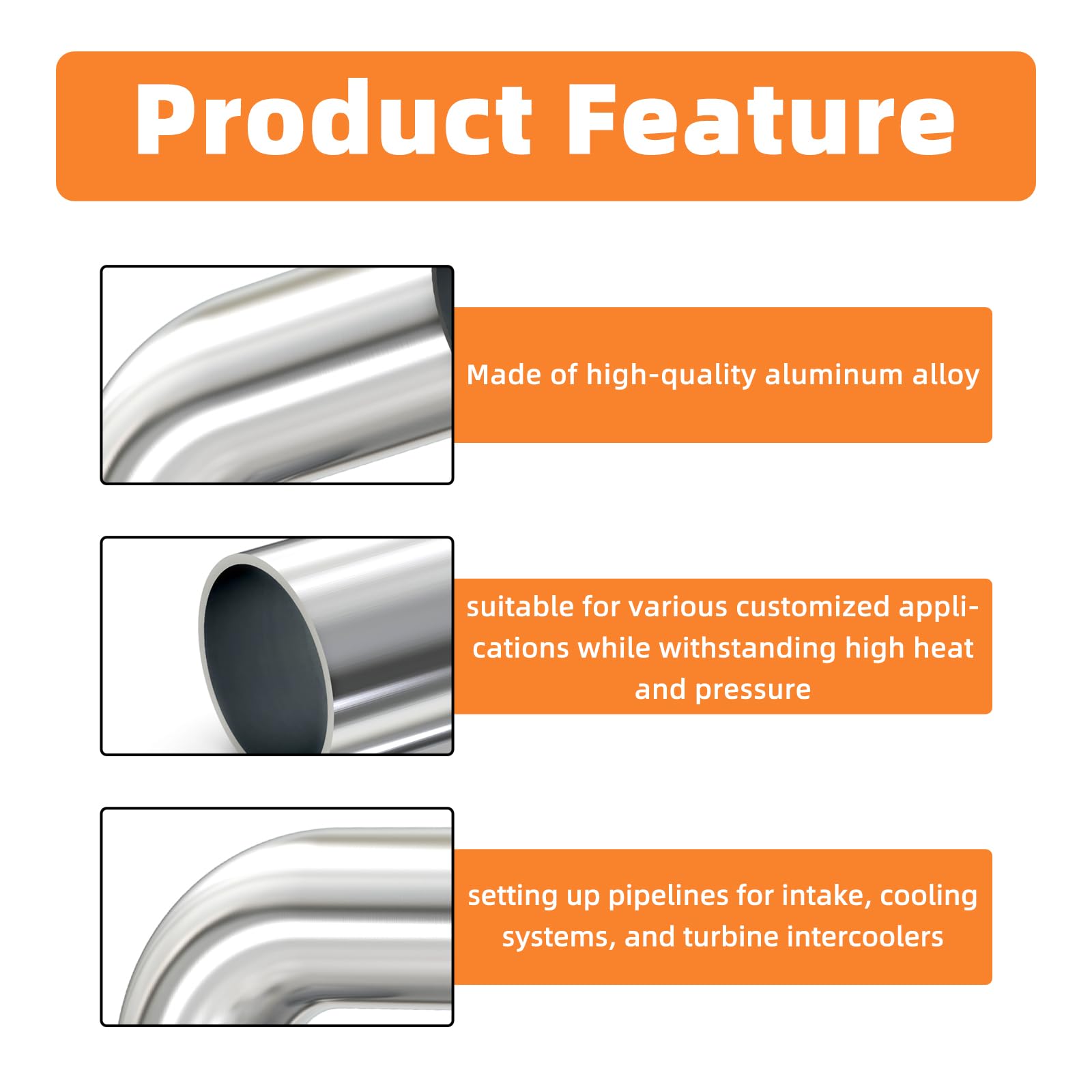 Gasher 2Pcs Intercooler Pipe Aluminum 45 Degree Elbow Alloy Tube 1''Od, Leg Length 4'' (100Mm), For Intake And Cooling Systems