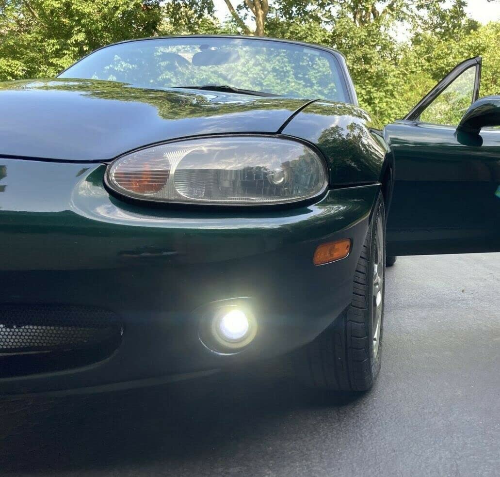 White Led Halo Fog Lamps Driving Light Kit For 1999 2000 Mazda Mx-5 Miata Nb
