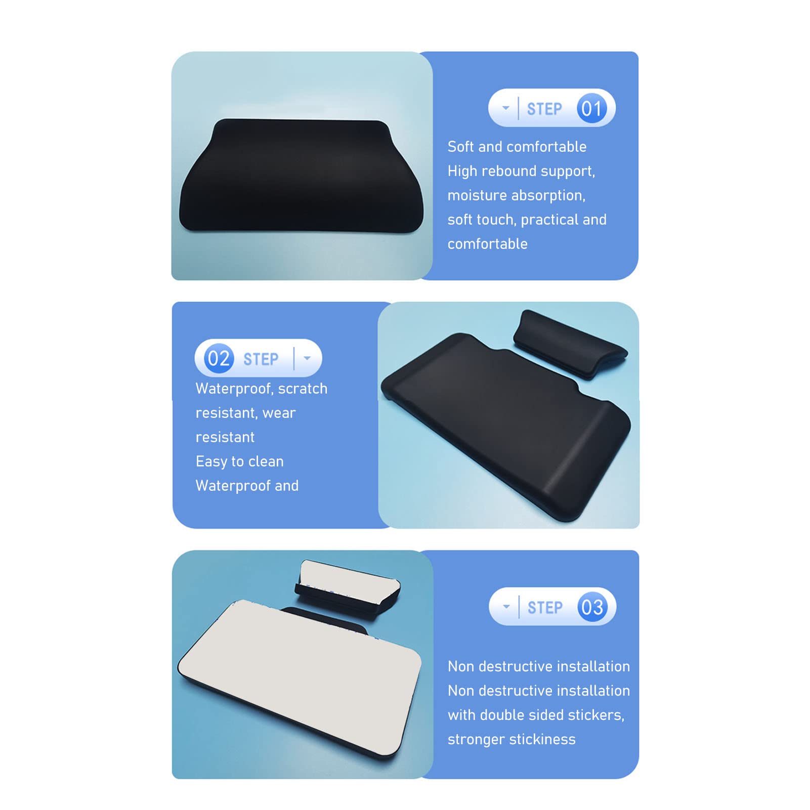 Motorcycle Passenger Backrest, KIMISS 3cm Thickness Tail Box Passenger Backrest Support Damping Pad PU Leather Motorcycle Back P