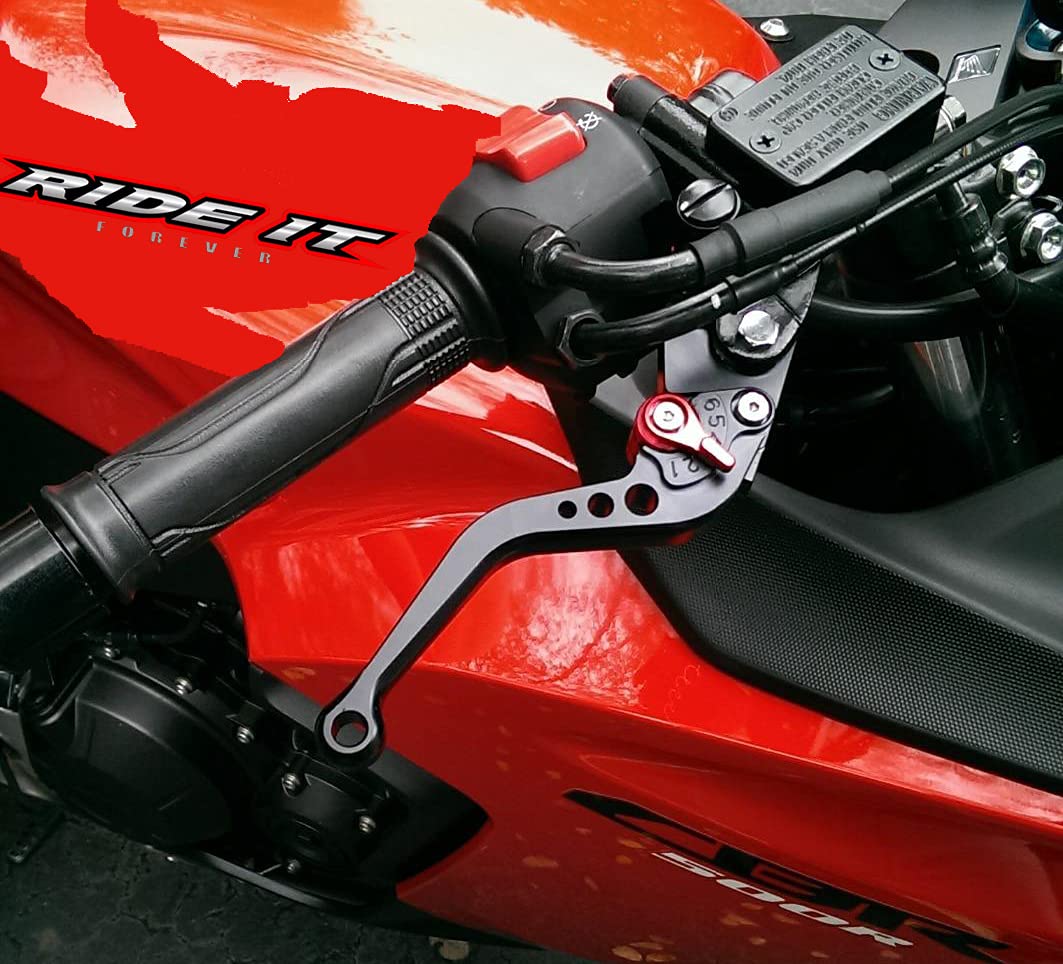 RIDE IT FOREVER Short Brake Clutch Levers, Aluminum, Black, CBR500R/CB500F/X 2013-2021, GROM 2014-2024,