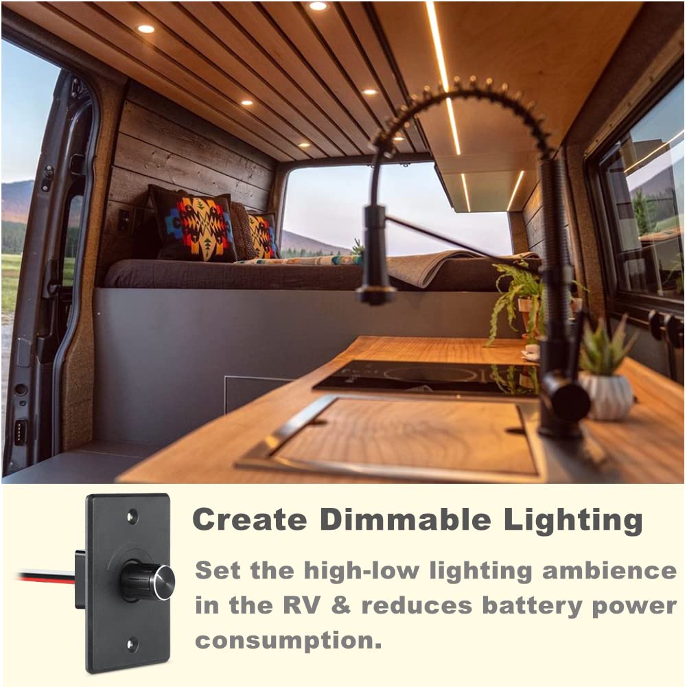 Acegoo 12V Dimmer Switch, RV Light Dimmer High Side PWM Dimming Switch for Boat Camper Trailer Van Truck Cars, Works with LED Li