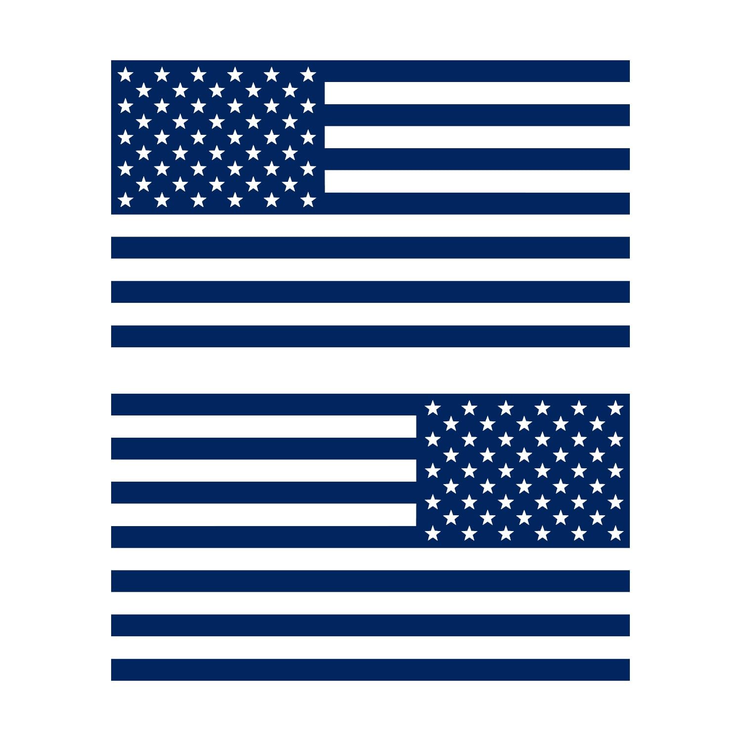 American Us Flag [Pick Color/Size] Vinyl Decal Sticker For Laptop/Car/Truck/Window/Bumper (7.5In Subdued Pair, Matte Navy Blue)