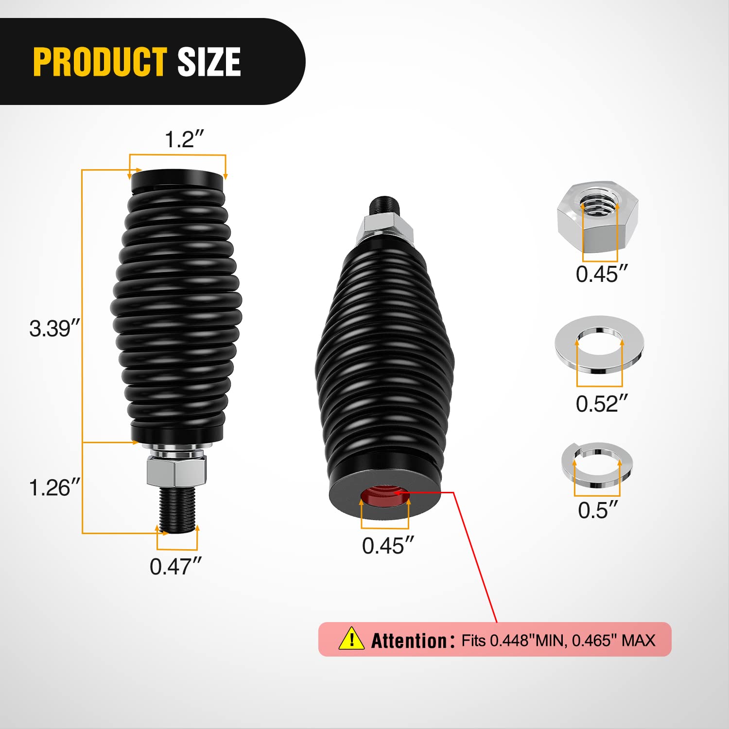 Nilight Heavy Duty Barrel Spring Mounting Base, 2 Pack, Carbon & Stainless Steel, Black, Model Whip-131 for ATV UTV RZR SXS Truck Jeep Off Road