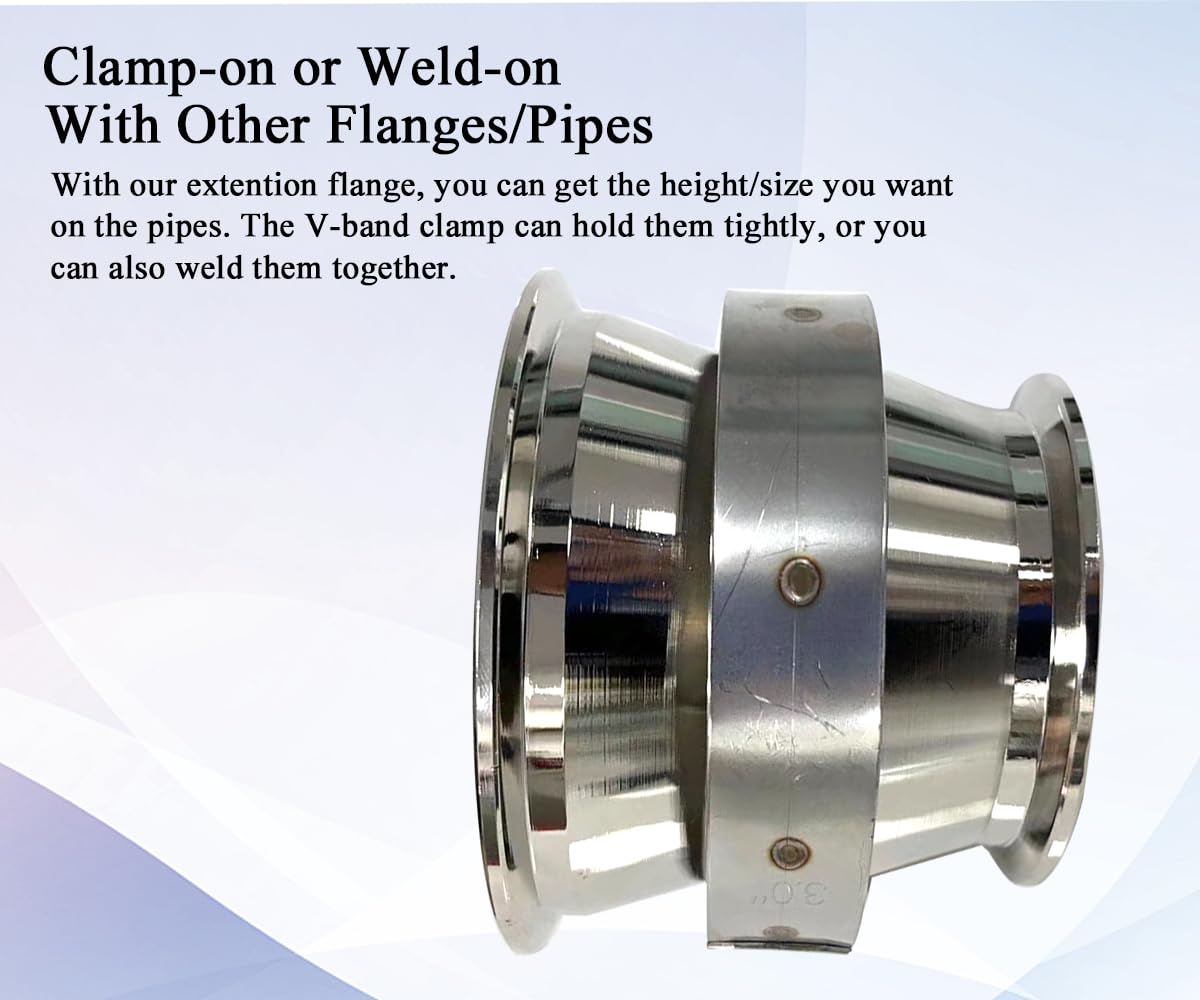 eLifecenter Turbo Exhaust V-Band Adapter Flange, 3" to 4" ID, Mild Steel, Silver, Model FG_AD_VBAND300400