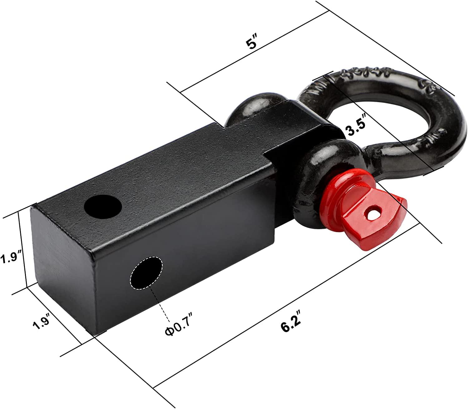 BETOOLL HW9113 2-Inch Shackle Tow Hitch Receiver Compatible with Jeep Wrangler and All Chevy/GMC, Ford, Dodge, Nissan, Toyota Tr