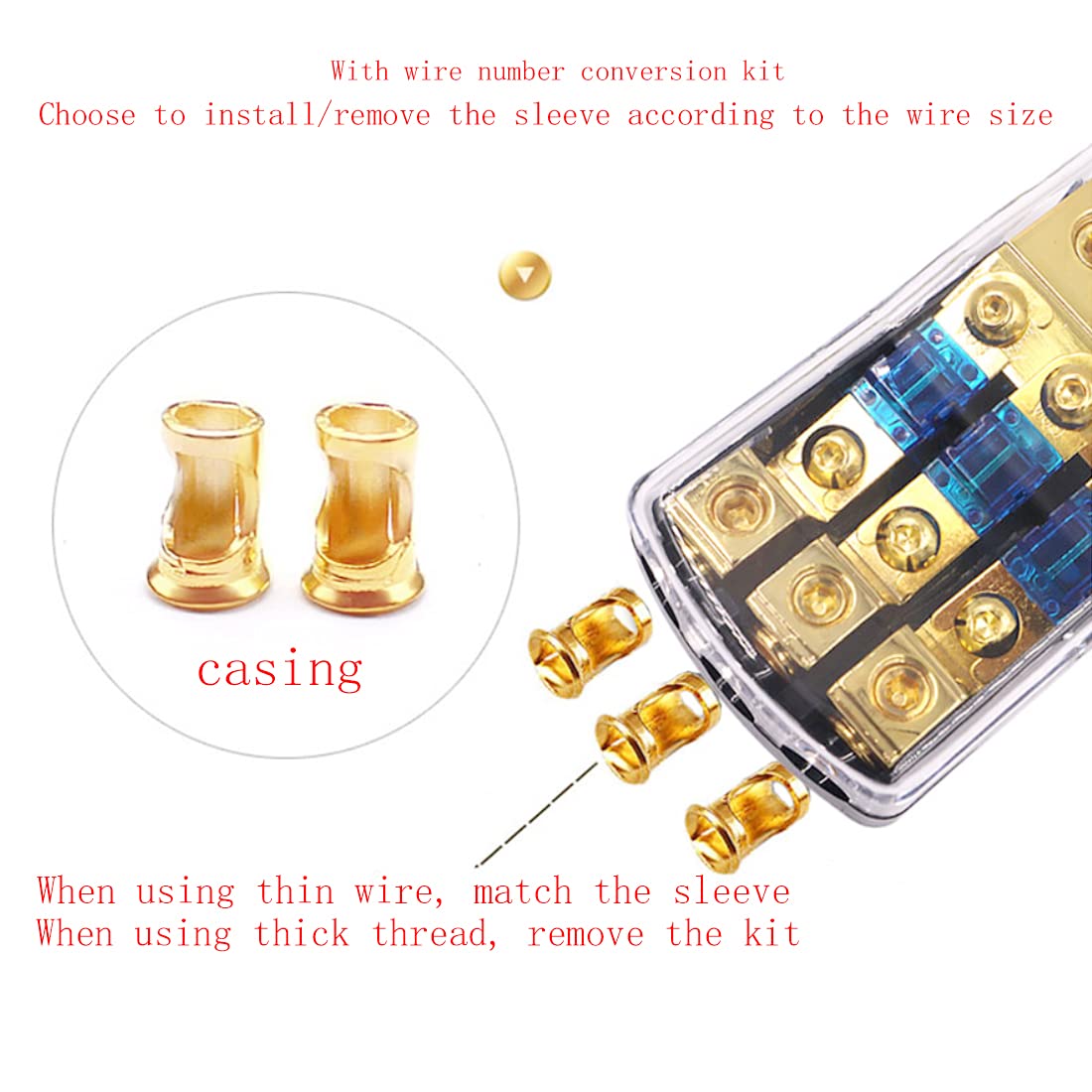 Mini-Anl Fuse Holder Hifi Auto Fuse Distribution Block 60 Amp 12 V Fusible Support 0 2 4 Gauge In 4/8 Gauge Out (2 Way)
