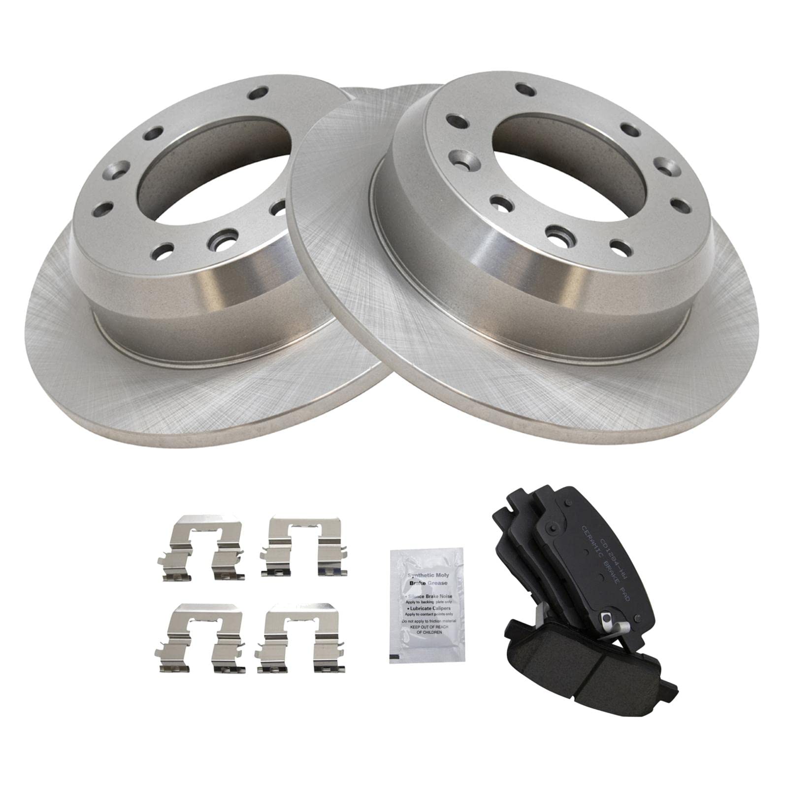 Trq Rear Brake Pad & Rotor Kit Brake Pads Brake Rotor Ceramic Compatible With 2007-2008 Hyundai Entourage 2007-2012 Kia Sedona