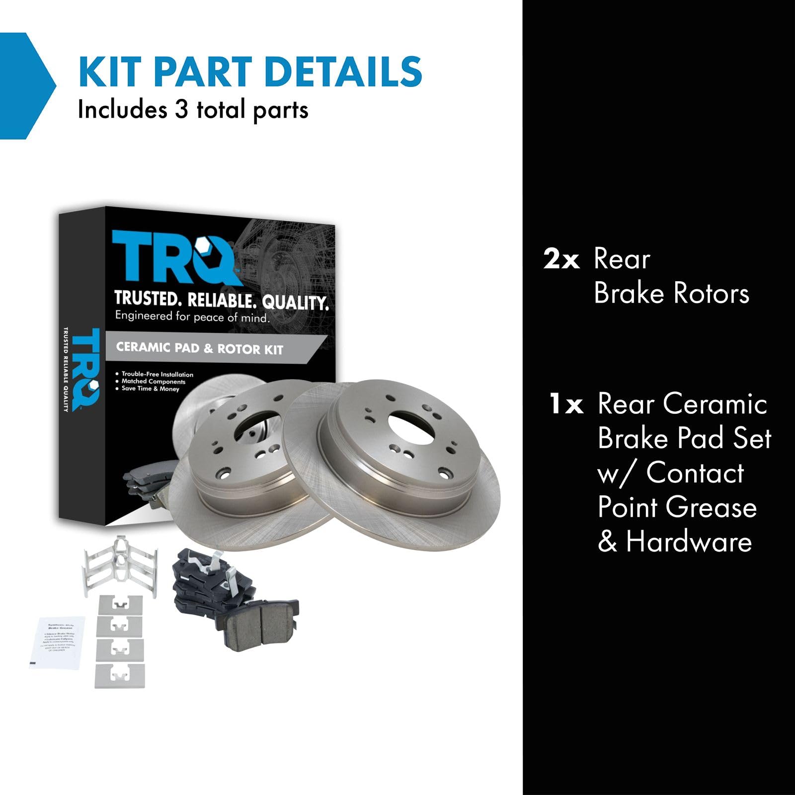 TRQ Rear Brake Pad & Rotor Kit Brake Pads Brake Rotor Ceramic Compatible with 2010-2018 Acura RDX 2005-2016 Honda CR-V