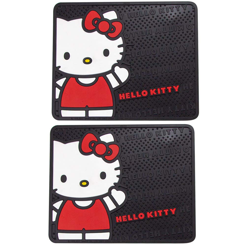 Plasticolor Hello Kitty Rubber Floor Mats - All-Weather, Red, Model PLC-1463 for Cars, Trucks, SUVs