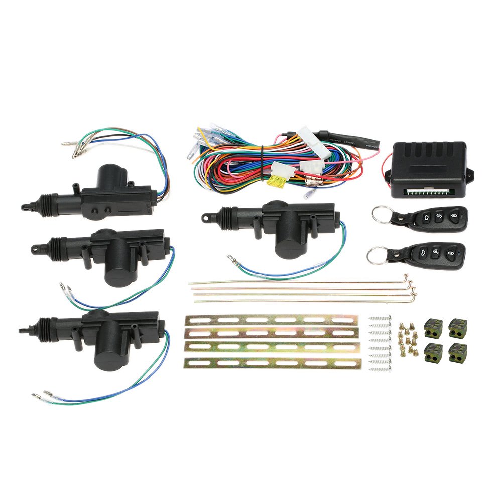 Universal Car Door Lock 4Pcs,Geevorks 12V Door Lock Actuator Keyless Entry System With 2 Remote,Car Power Door Lock Remote Central Locking Kit Black
