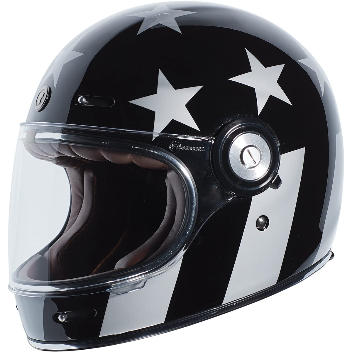 Torc T1 Unisex-Adult Retro Full-Face-Helmet-Style Motorcycle (Captain Vegas Gloss Black, X-Small)