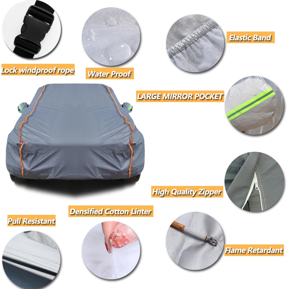 Tucarest 6-Layers Peva Premium Full Car Cover Fit For Pickup Sedan Hatchback Suvs Mpv Rain And Snow Protection, Sun Protection,