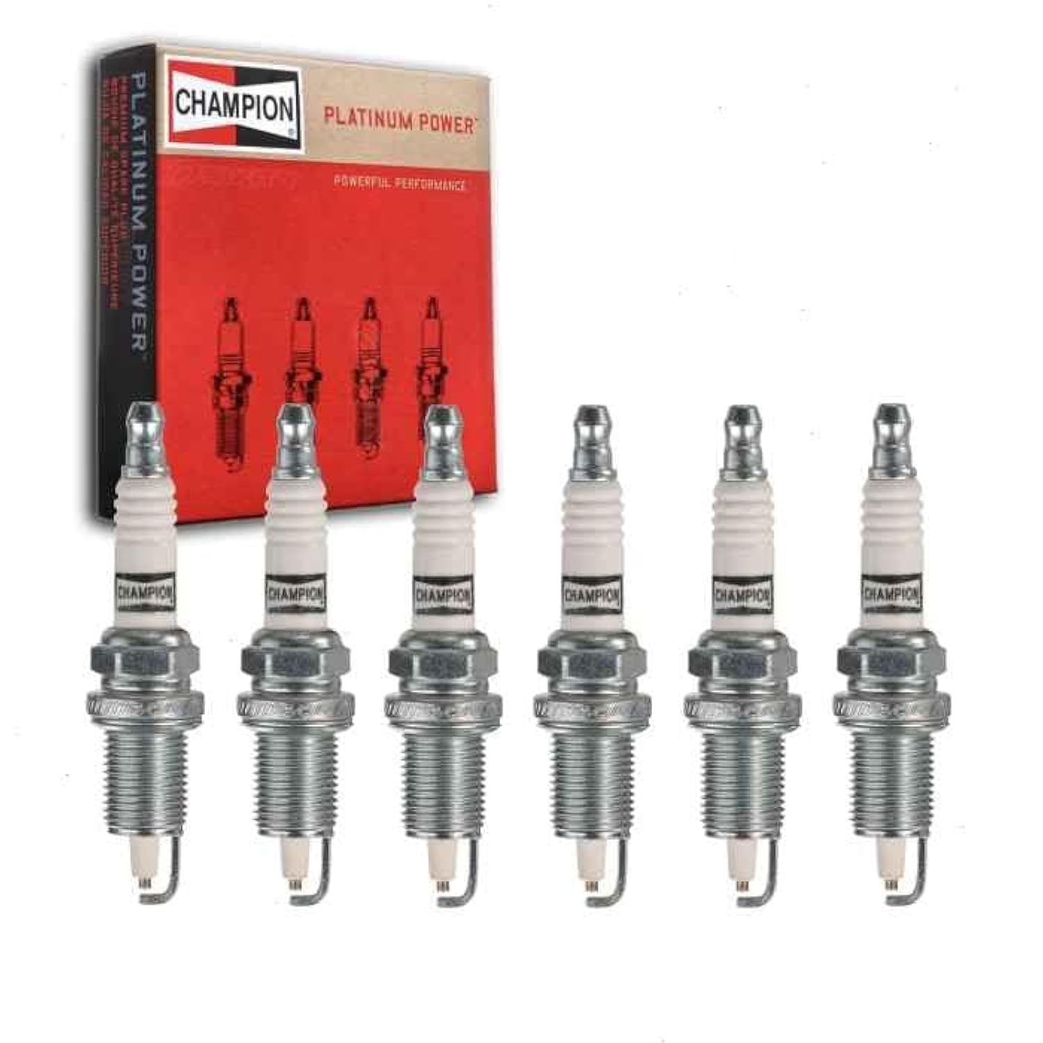 6 pc Champion Platinum Spark Plugs compatible with Jeep Wrangler 4.0L L6 1991-2006