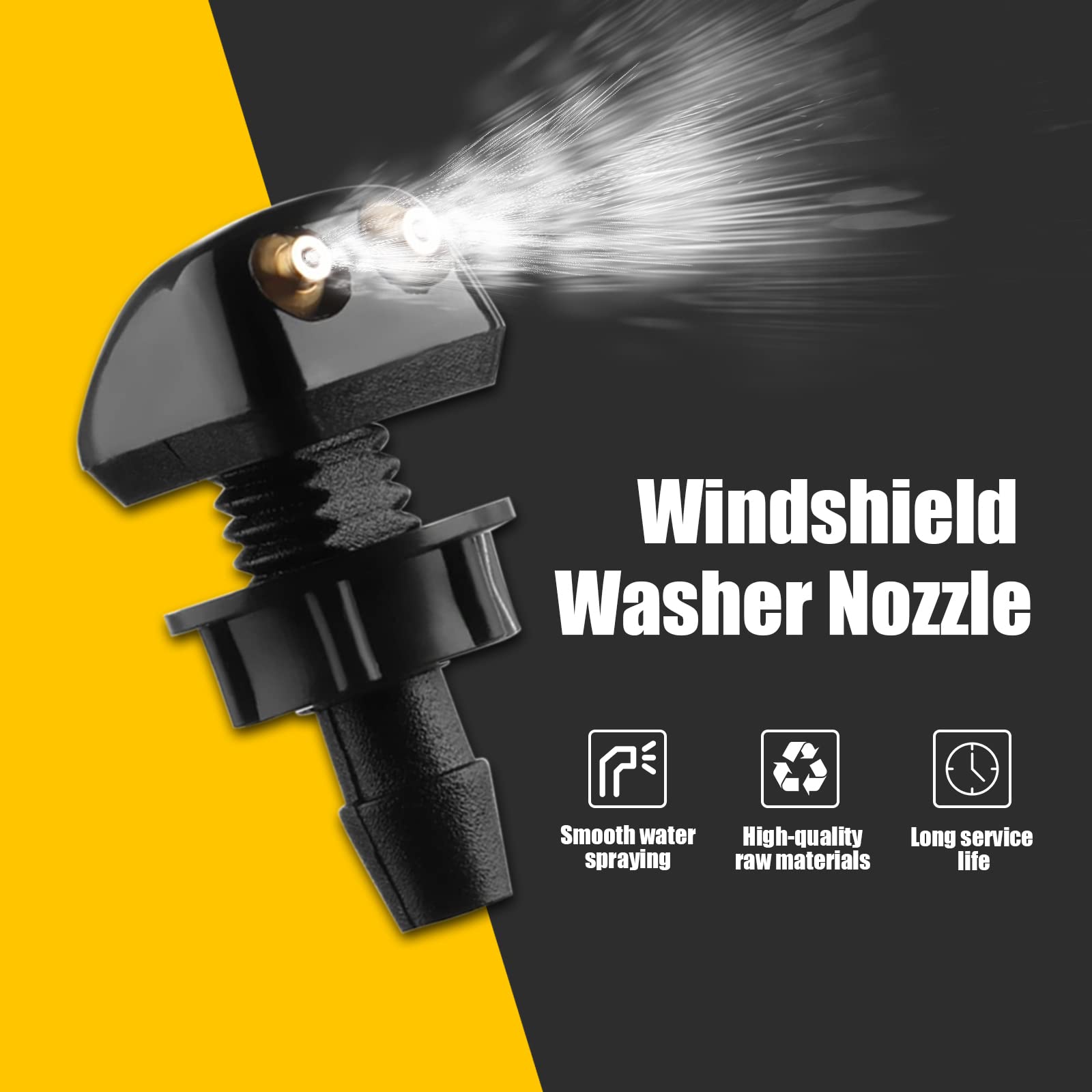 Gseigvee Pack-2 Front Windshield Washer Nozzles, Double-Hole Jet Straight Column Water Sprayer, Window Wiper Nozzle, Fit For Mos