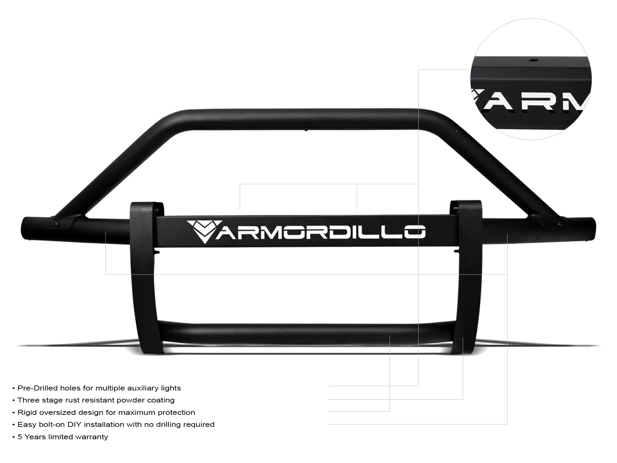 Armordillo 8703939 Ar Pre-Runner Style Modular Bumper Grille Guard - Matte Black Fits 2019-2023 Ford Ranger