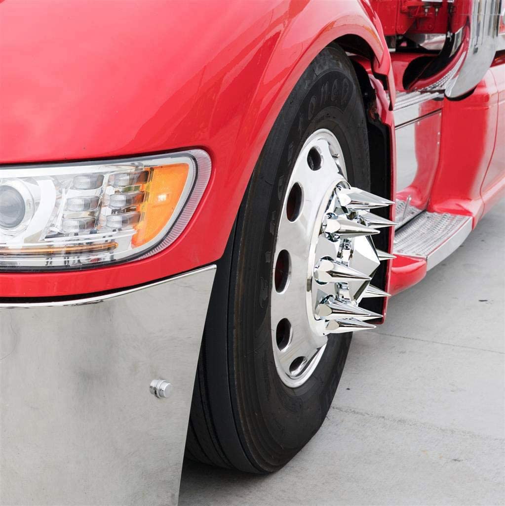 Torque 20 pcs Chrome Spike Screw-on Lug Nut Covers for Volvo, Peterbilt, Kenworth, Mack, Freightliner - Model TR10570, Plastic