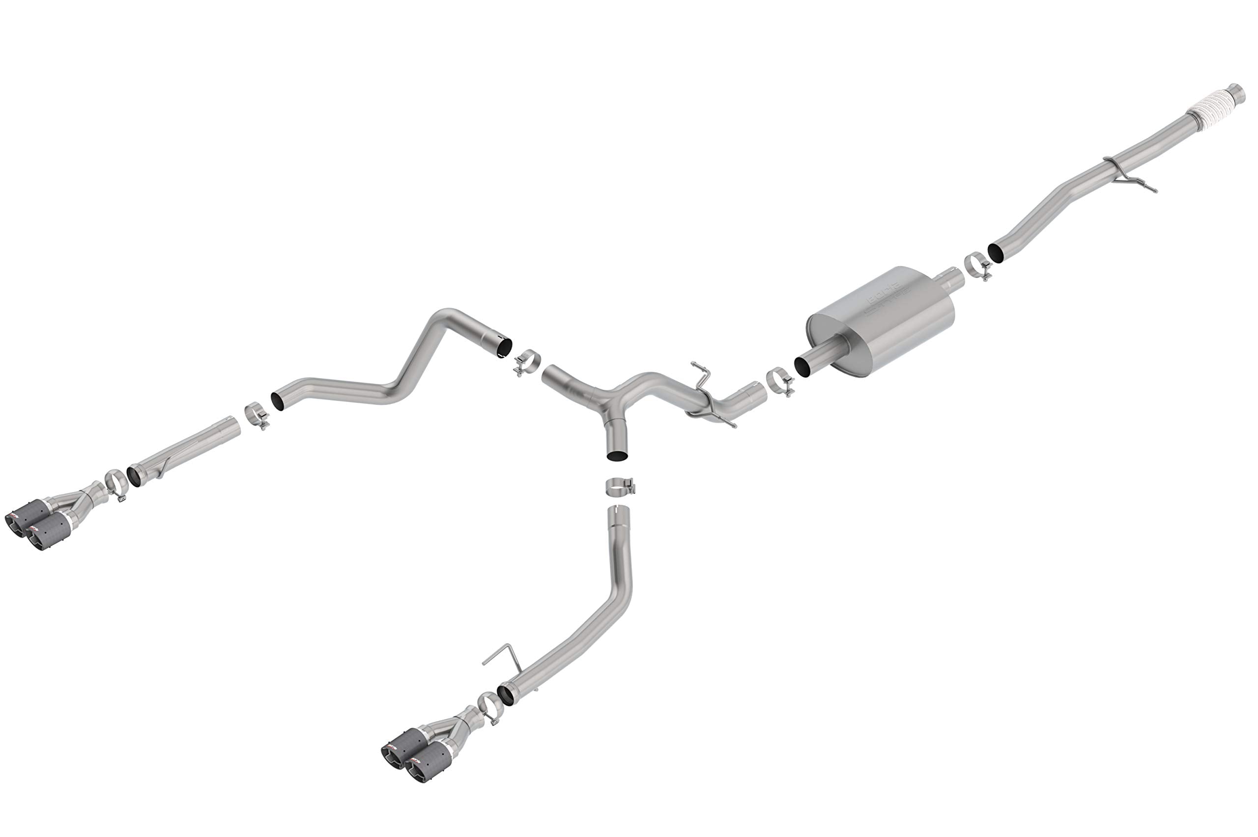 Borla 140770Cf Cat-Back Perf. Exhaust Sys. For 2019-2024 Chevrolet Siverado 1500 & Gmc Sierra 1500 5.3L V8 S-Type Sound Dual Split Rear Exit Dual 3.5 Round Carbon Fiber Tips On Each Side