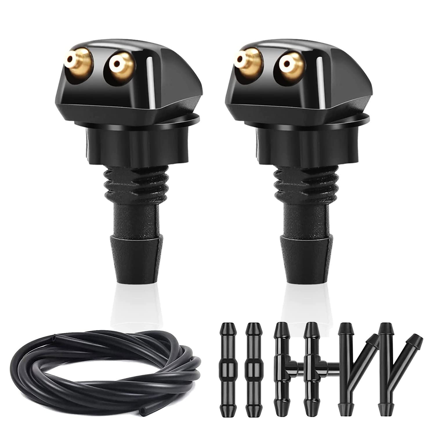 2pcs Front Windshield Washer Nozzles, Front Windshield Washer Nozzle kit and Fluid Hose, Windshield Washer Nozzles Wiper Spray F