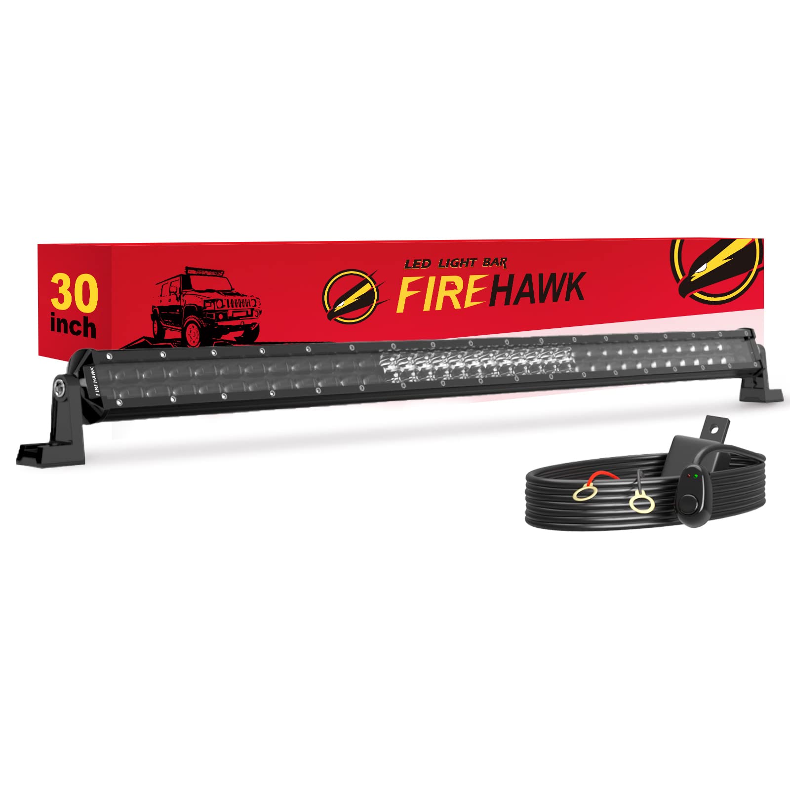 Firehawk Led Light Bar 30 Inch 70,000Lm, 2025 New Japanese L-A-B Chips, Spot Flood Combo Beam, Driving Off Road Fog Work For Tru