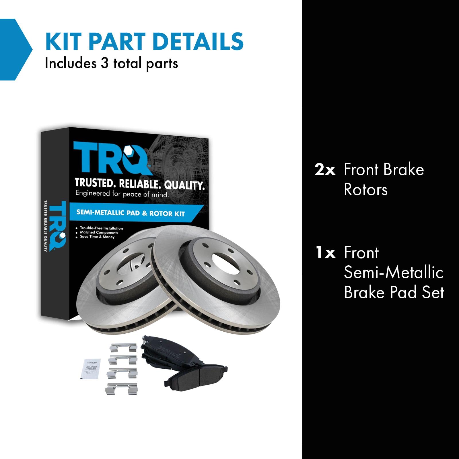 Trq Front Brake Pad & Rotor Kit Brake Pads Brake Rotor Semi-Metallic Compatible With 2006-2010 Jeep Commander 2005-2010 Grand Ch