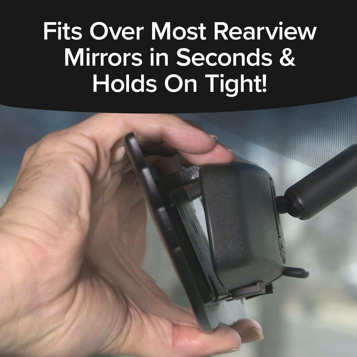 Angel View Wide-Angle Rearview Mirror - Reduces Blind Spots, 12" Plastic, Black, Model 16667, Installs in Seconds, Fits Most Cars, SUVs & Trucks