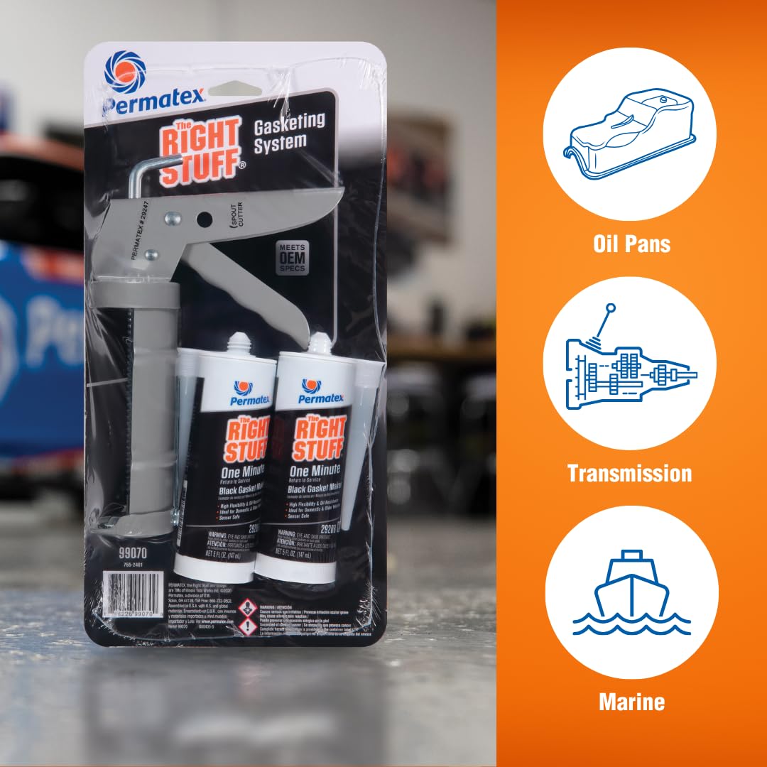 Permatex Gasket Maker 5 oz - 2 Pack with Caulking Gun, Rubber, Model 99070