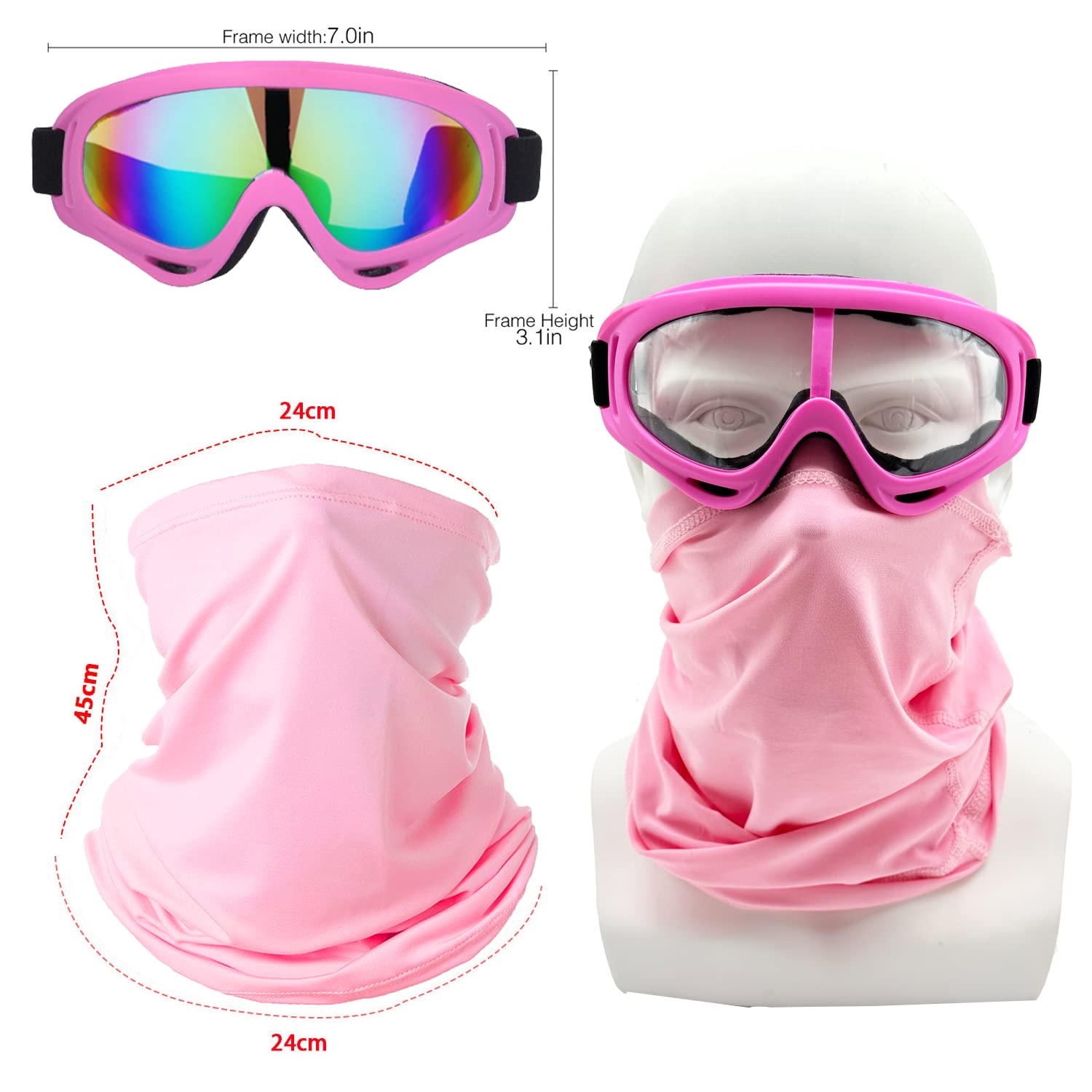 LJDJ Motorcycle Goggles,2 Pack Dirt Bike ATV Motocross Windproof Anti-UV Adjustable Riding Cycling Hiking Protective with 2 Pack