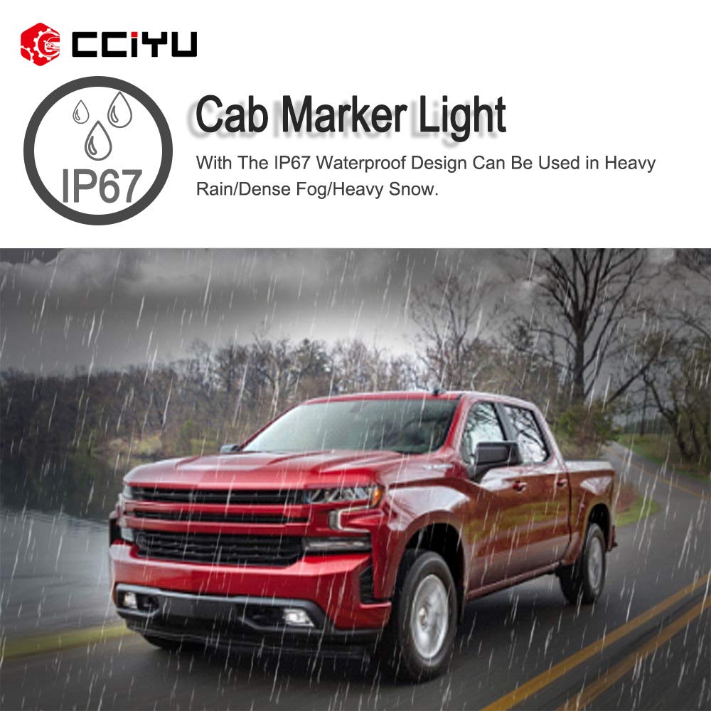 Cciyu 5 Amber Round-Shape Cab Marker Light 9069A Lens For Chevrolet Truck Pickup 1973-1991 For Chevrolet K30 Pickup K20 Suburban