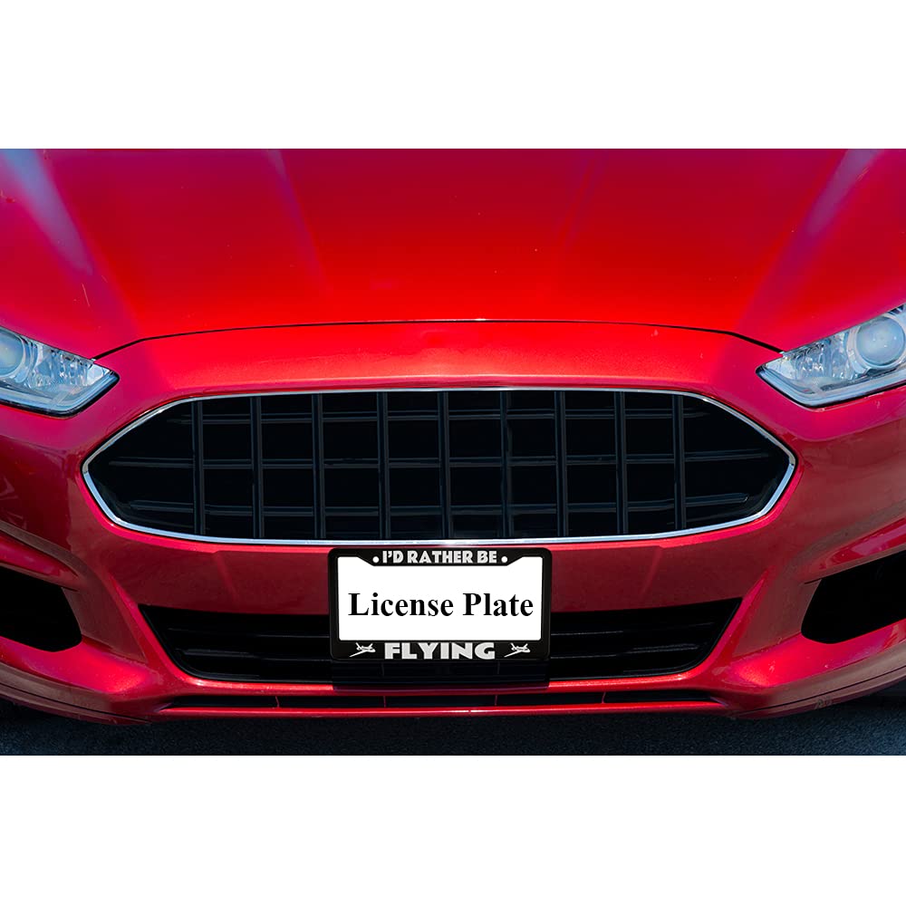 Ofloral I'D Rather Be Flying Aluminum Alloy License Plate Frame Two Airplanes Pattern White Applicable To Us Standard Car Metal