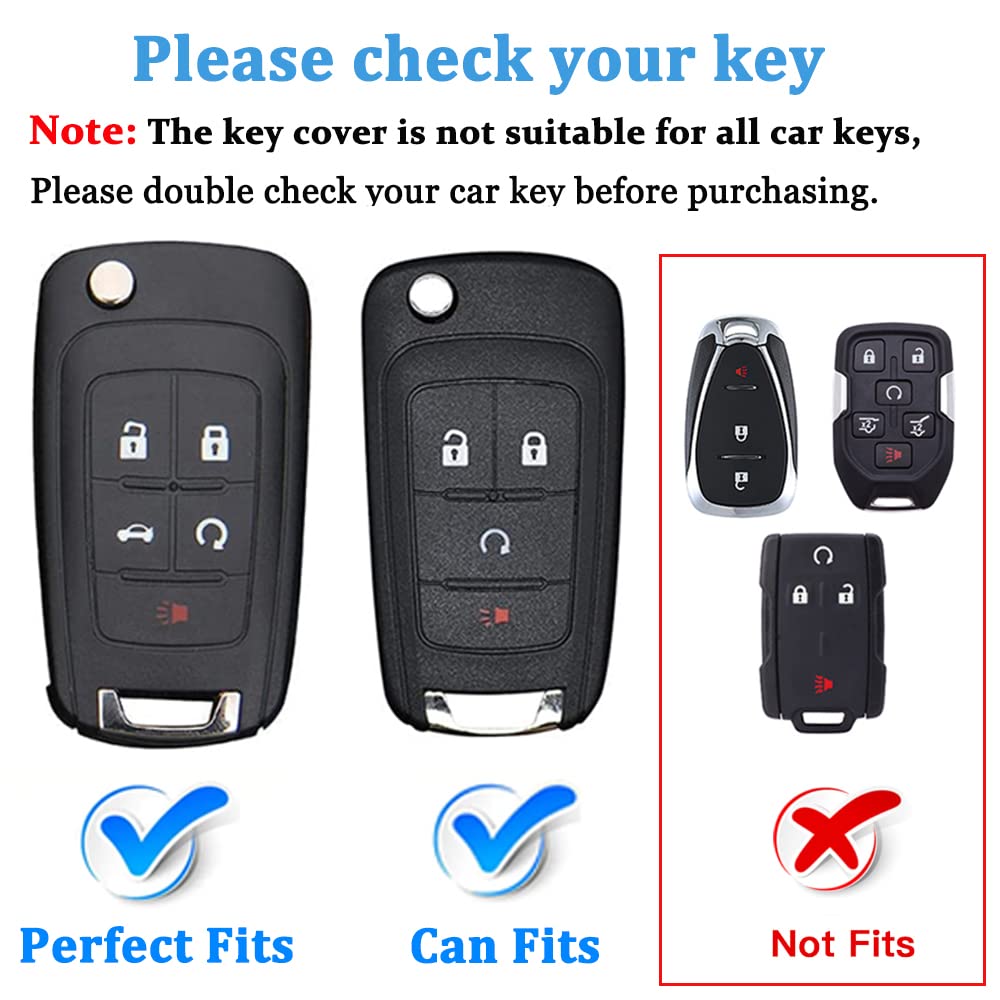 QBUC Key Fob Cover Case for Chevy, GMC - Black Thermoplastic Polyurethane, Universal Fit for Camaro, Cruze, Equinox, Malibu, Impala, Spark, Sonic