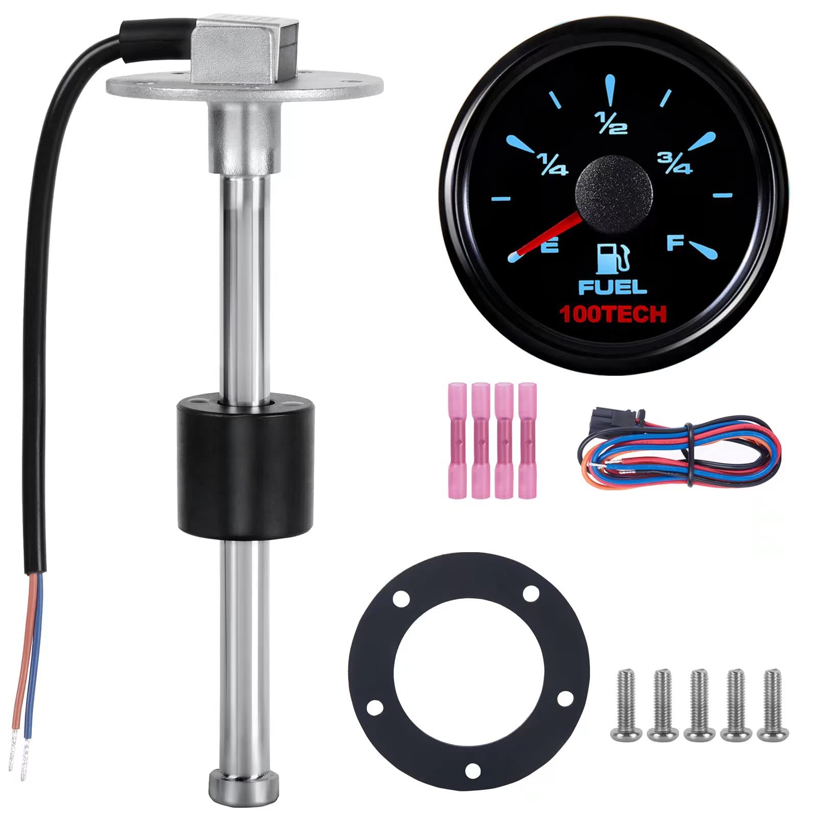100TECH Fuel Tank Gauge Sending Unit Kit 8''(200mm) SUS316 Stainless Steel RV Tank Sensor Marine Gas Gauge Sender for Truck Camp