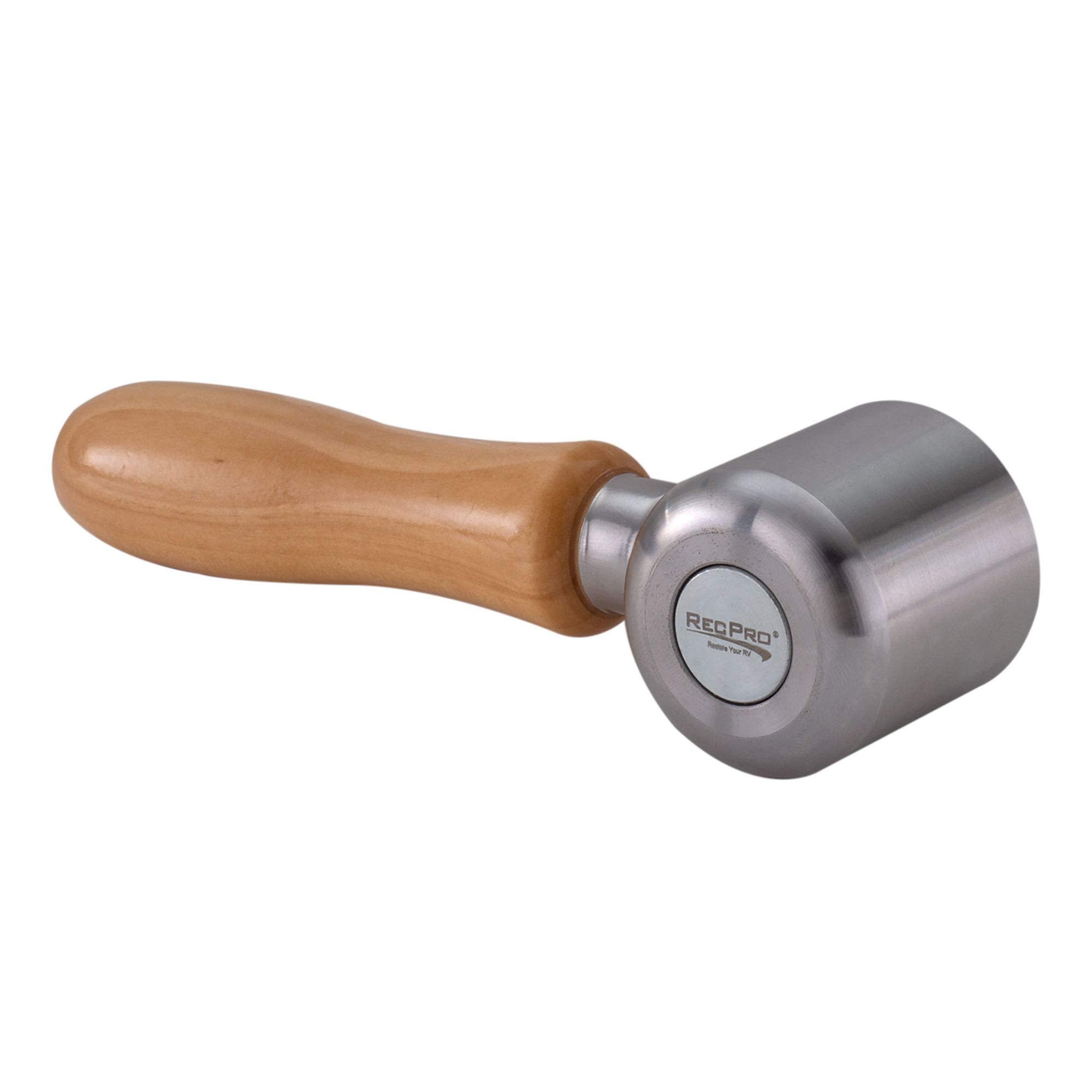 RecPro 2 Steel Roller with Wood Handle for Eternabond Tape | RV Roof Repair | Sealant Steel Seam Roller 1-1/2 X 2 Radius Edge