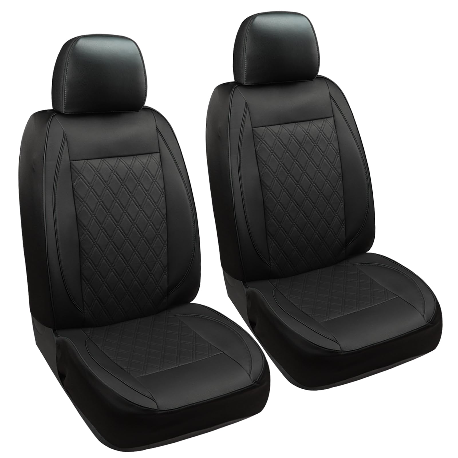 Giant Panda Piping Leather Front Car Seat Covers Customized Fit Ford F150 F250 F350 F450 Super Crew/Crew Cab Pickup Trucks, Fron