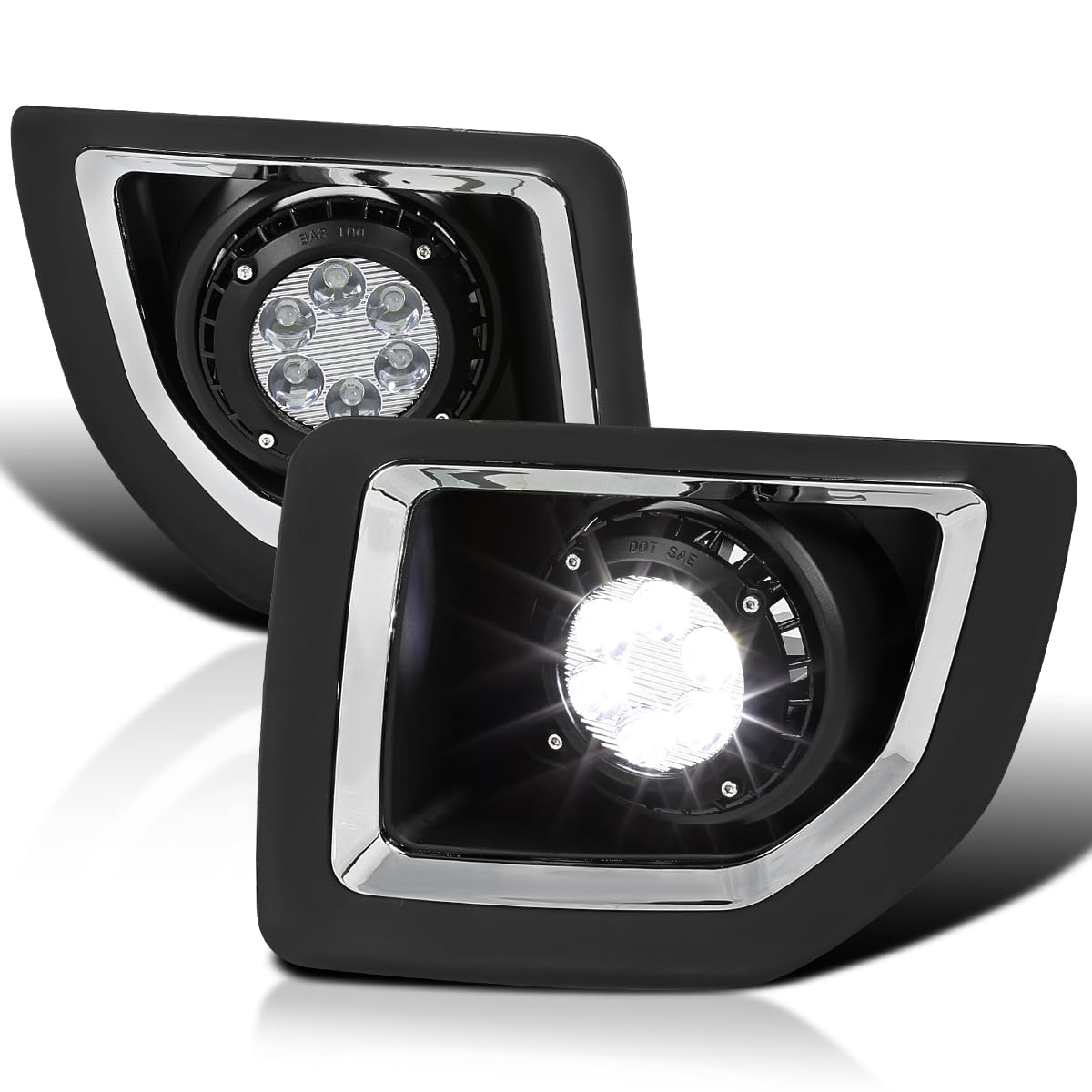 Spec-D Tuning Clear Lens LED Fog Lights +Built-In LED Bulbs+Switch Compatible with GMC Sierra 2500HD 3500HD 2015-2018 L+R Pair A