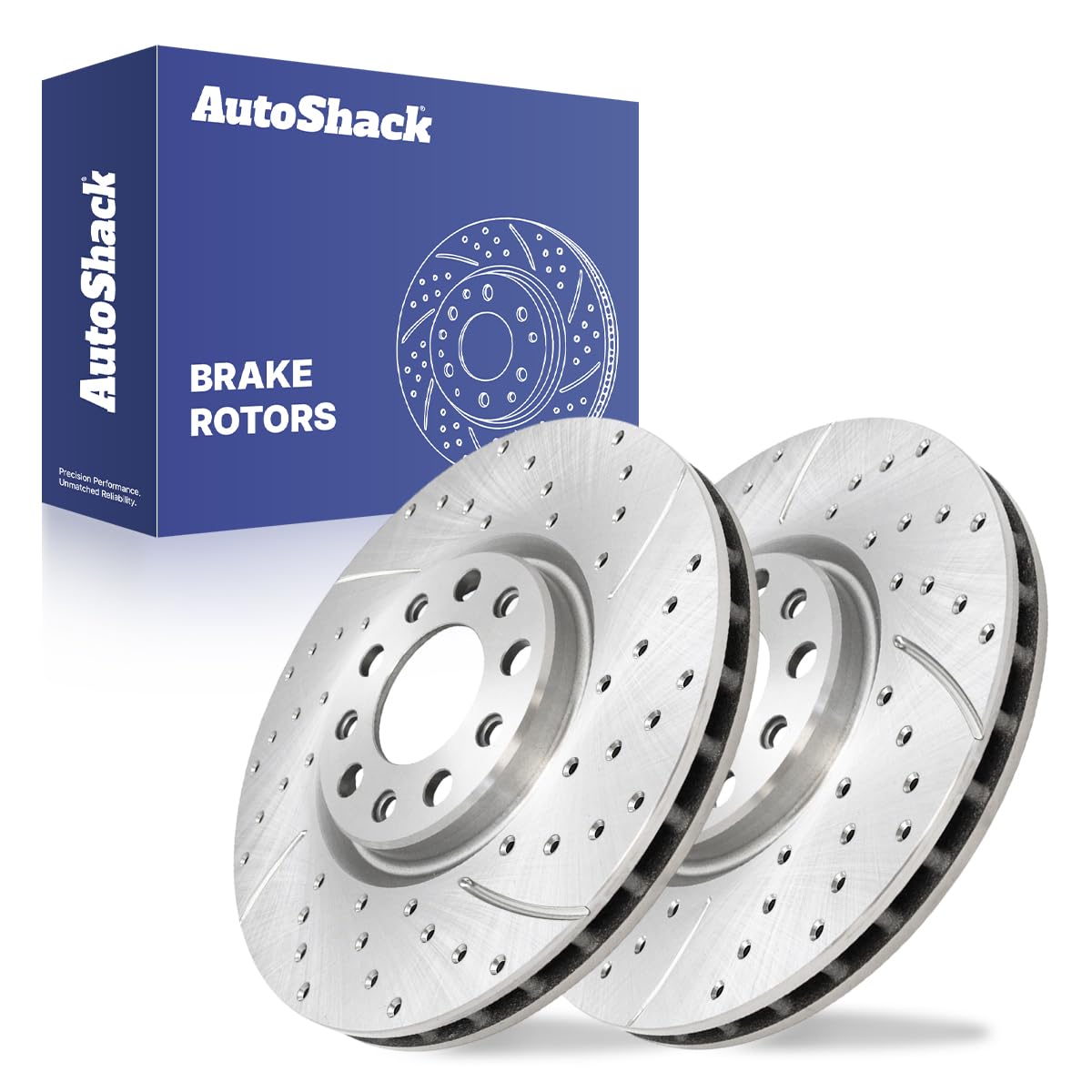 AutoShack Front Brake Rotors for Chrysler & Dodge, 200 2015-2017 Dart 2013-2016, AWD FWD L4 1.4L 2.0L 2.4L V6 3.6L - Silver Zinc