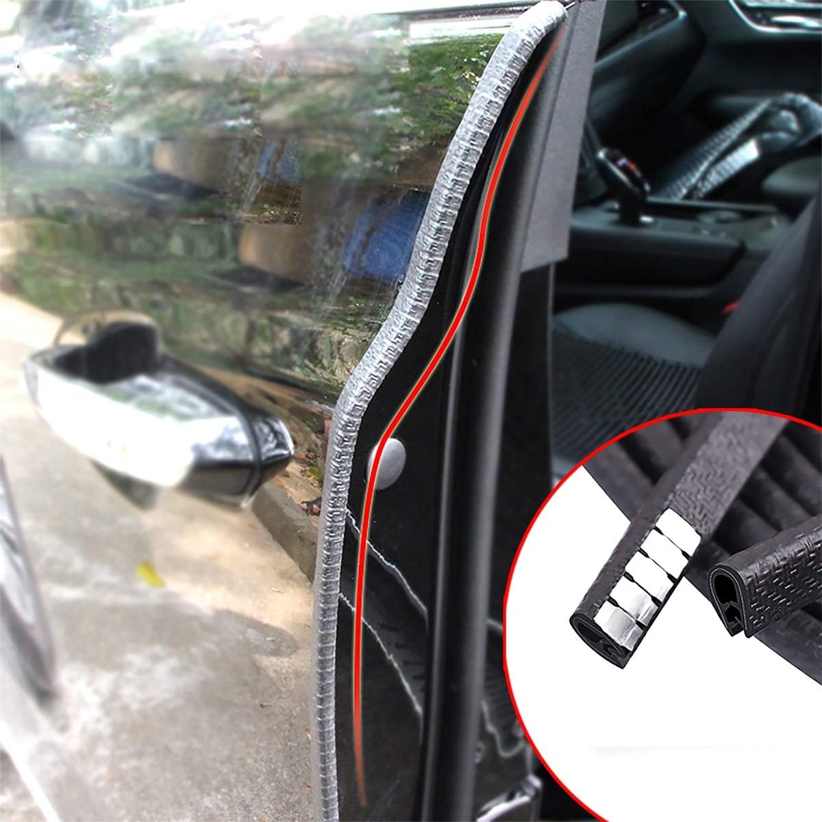 Myfamirea 49Ft(15M) Long Car Door Edge Guards, U Shape Edge Trim Rubber Seal Protector Car Door Protection Anti-Collision Rubber
