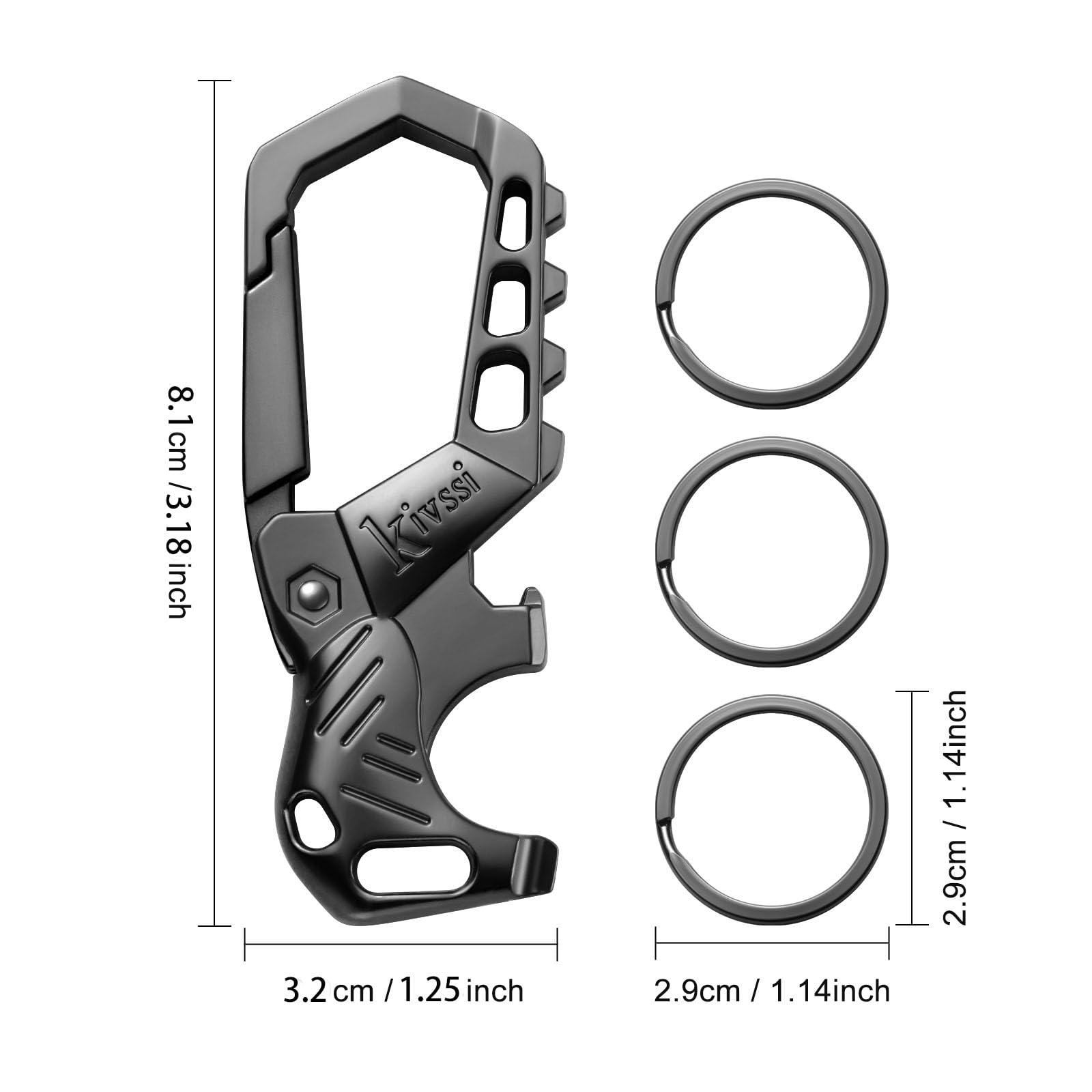 Kivssi Heavy Duty Metal Keychains, Carabiner Clip Car Key Chains,Fashion Family Keychain Bottle Opener And 3 Key Rings Suitable