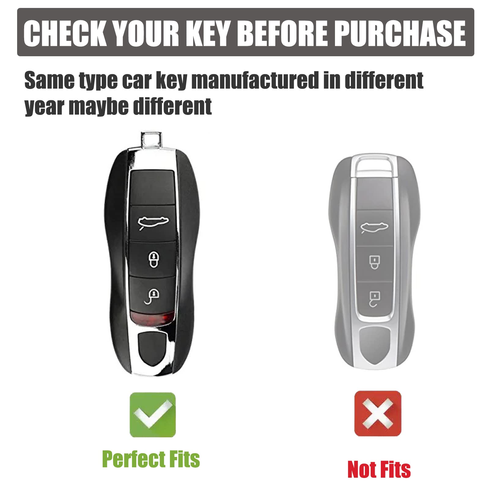 Gematay For Porsche Key Fob Cover With Keychain Lanyard, Key Fob Protector Shell Compatible With Porsche Boxster Cayenne Panamer